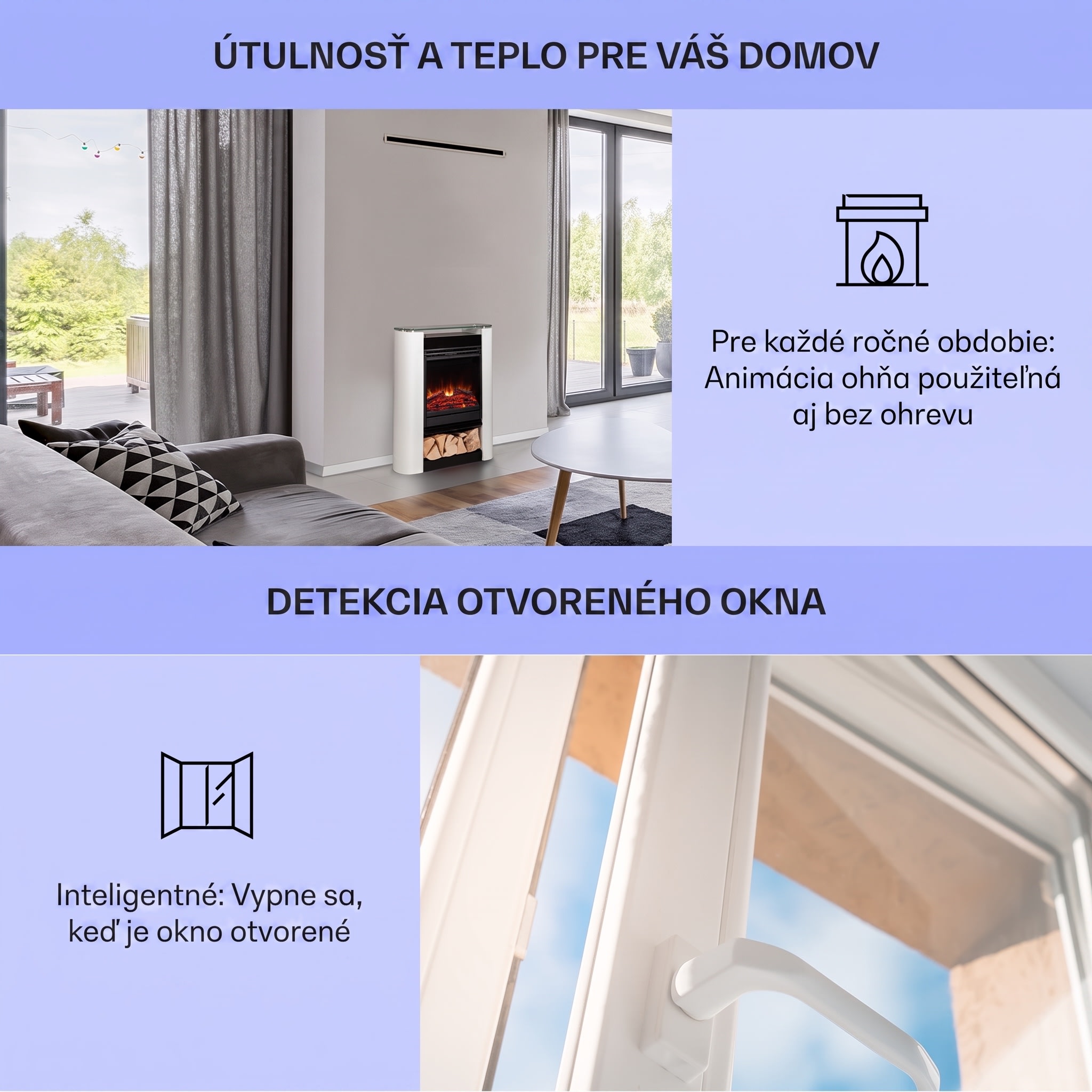 Klarstein Studio 5 Arc, elektrický krb, 1800 W, LED plamene, ventilátor, diaľkové ovládanie – Obrázok 3