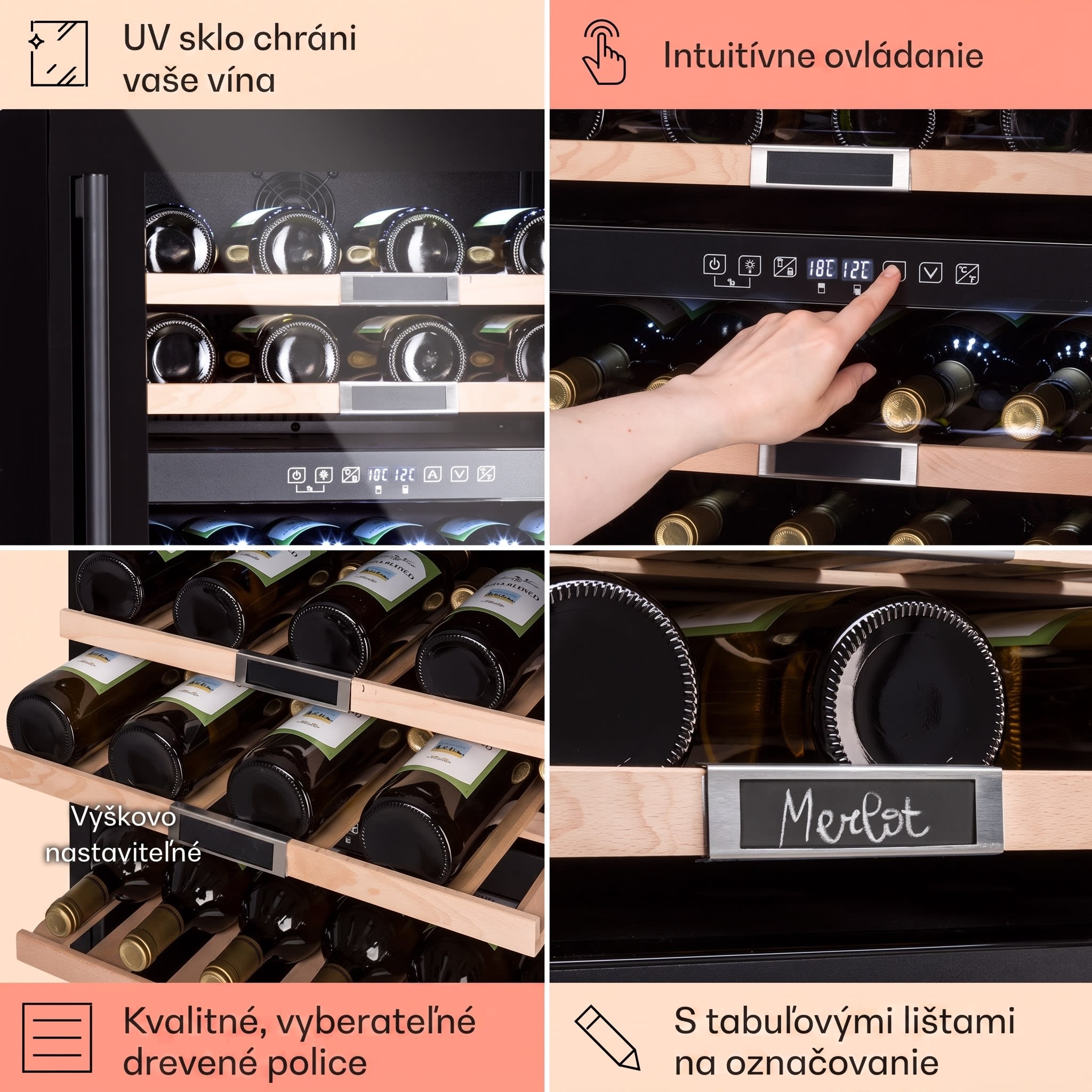 Klarstein Vinsider 36 Onyx Edition, vinotéka, 85 l, 5-22°C, 2 zóny – Obrázok 4