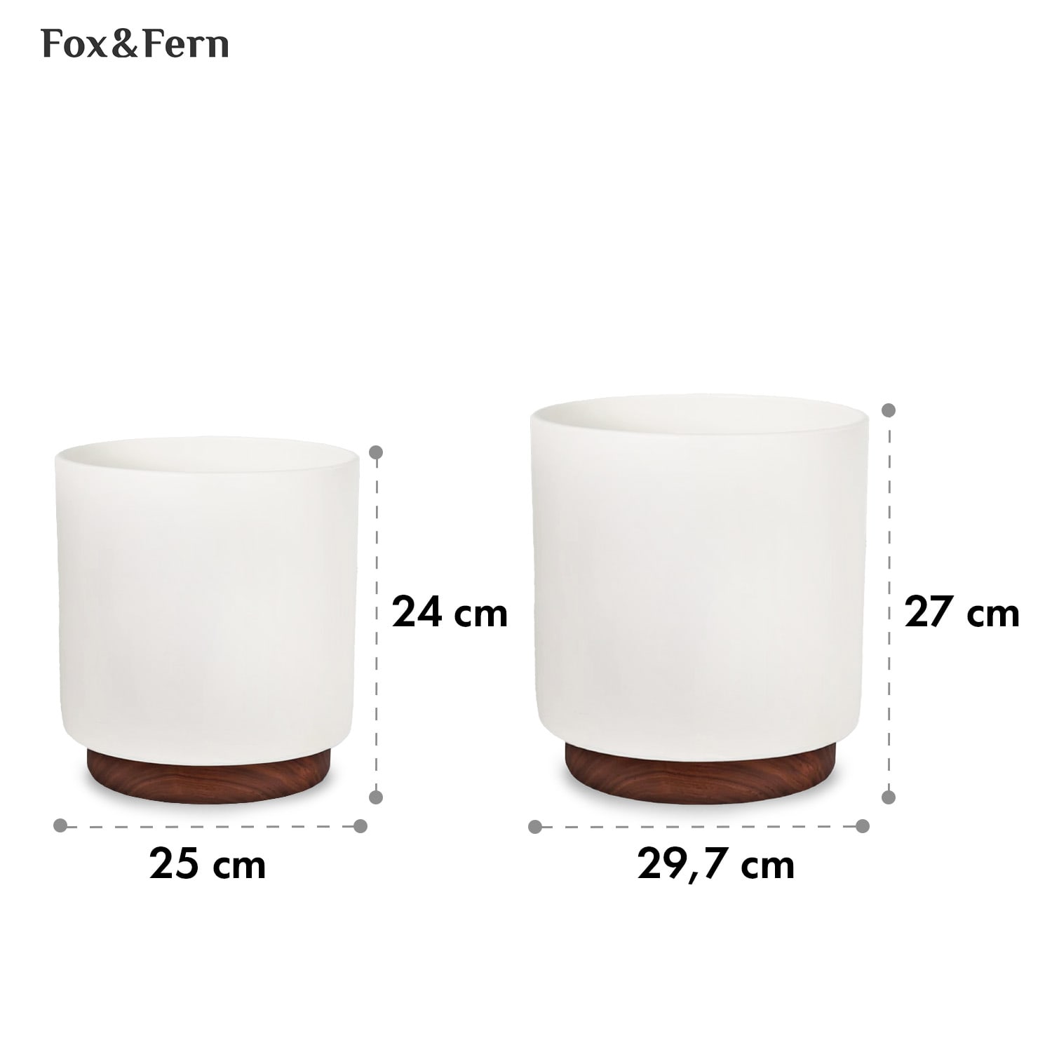 Fox & Fern Enspijk, kvetináče, 2 dielna súprava, 2 veľkosti, orechové drevo, Polystone, ručne vyrobené – Obrázok 4