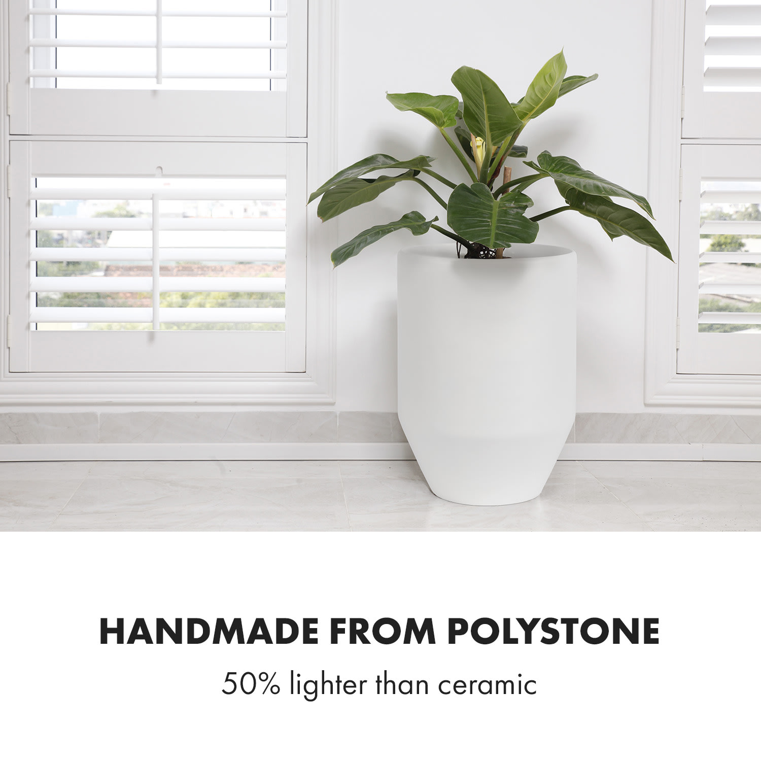 Fox & Fern Almere Kvetináč Polystone Ideálny pre rastliny, ručne vyrobený, okrúhly – Obrázok 3