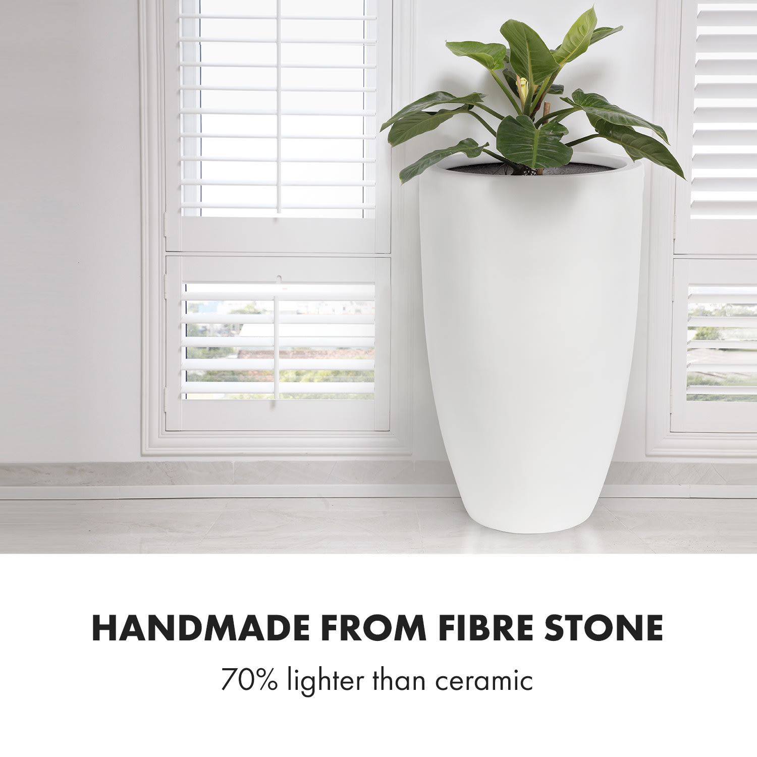 Fox & Fern Almere Kvetináč Fibre Stone ideálny pre rastliny, ručne vyrobený, kužeľovitý – Obrázok 3