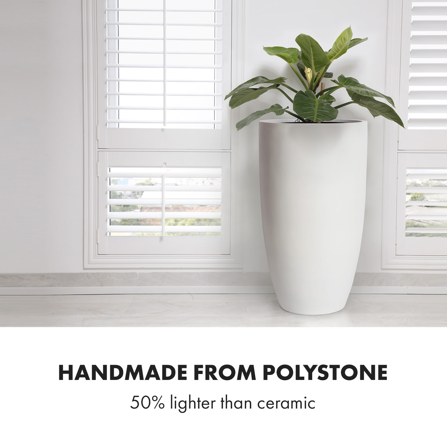 Fox & Fern Almere Kvetináč Fibre Stone ideálny pre rastliny, ručne vyrobený, kužeľovitý – Obrázok 3