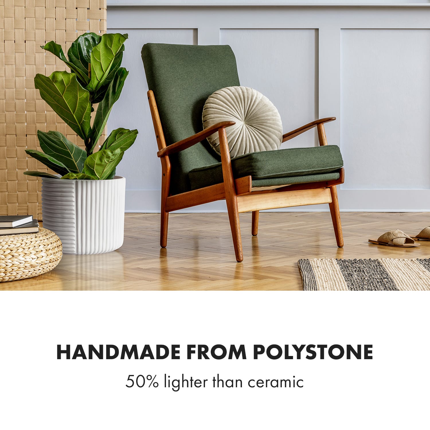 Fox & Fern Hasselt, kvetináč z polystonu, ručne robený – Obrázok 3