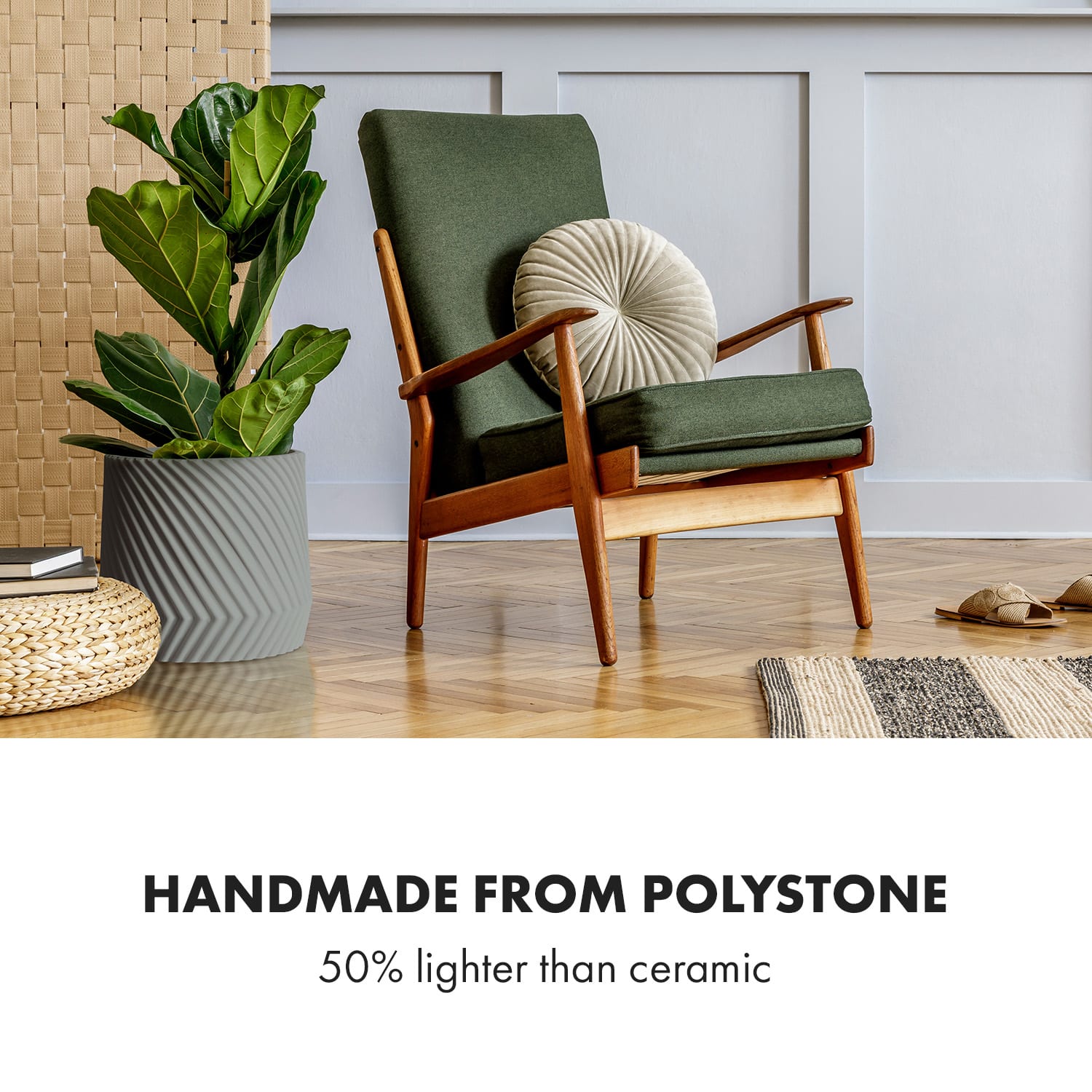 Fox & Fern Heusden, kvetináč, Polystone, vhodný pre rastliny, ručná výroba – Obrázok 3