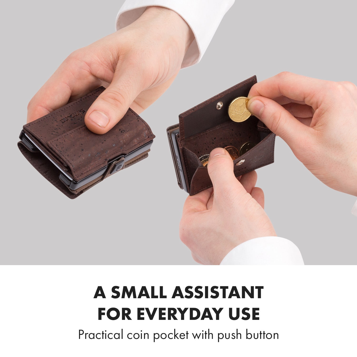 Slimpuro Coin Pocket s ochrannou kartou RFID pre ZNAP Slim Wallets 8 a 12, spínací gombík – Obrázok 2