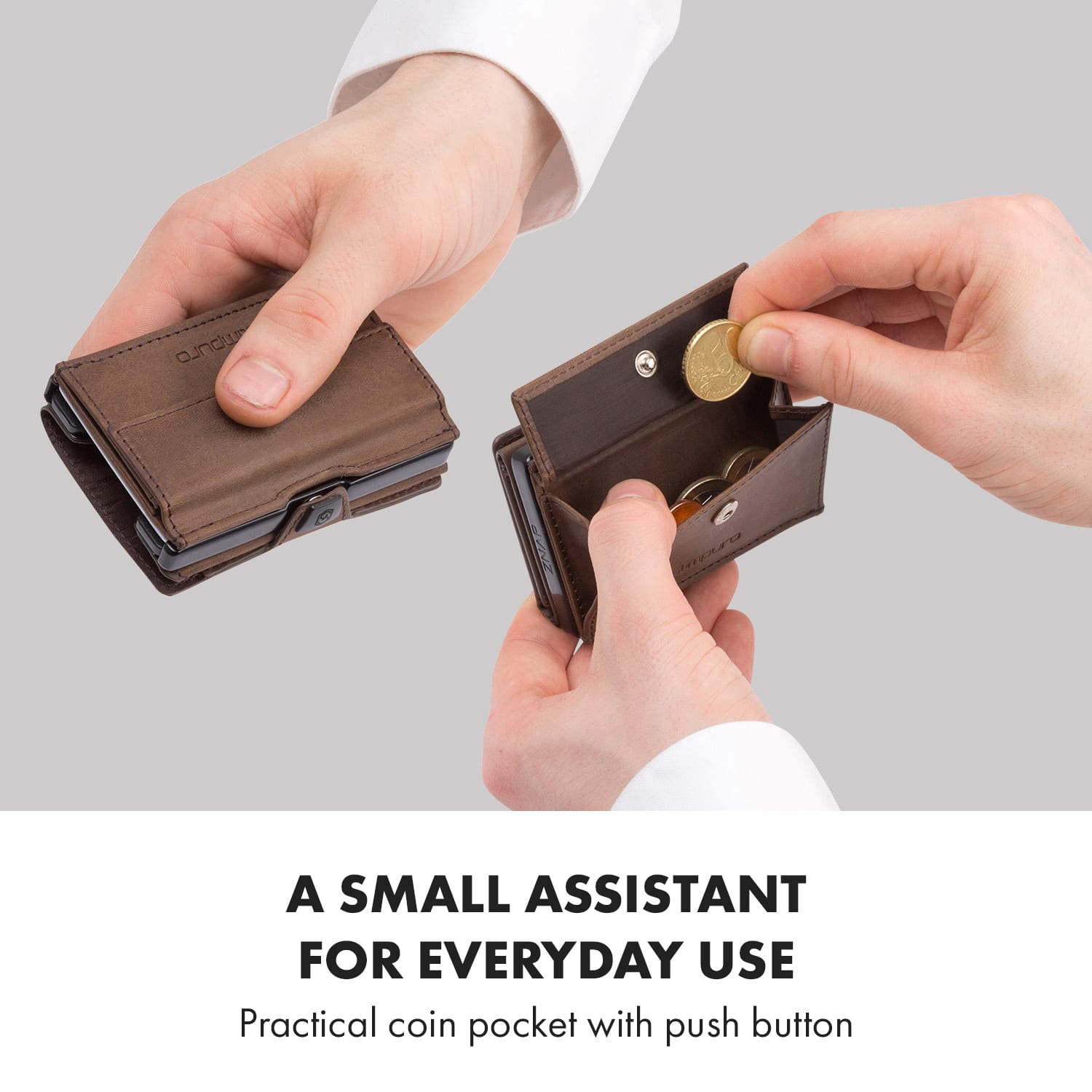 Slimpuro Coin Pocket s ochrannou kartou RFID pre ZNAP Slim Wallets 8 a 12, spínací gombík – Obrázok 2