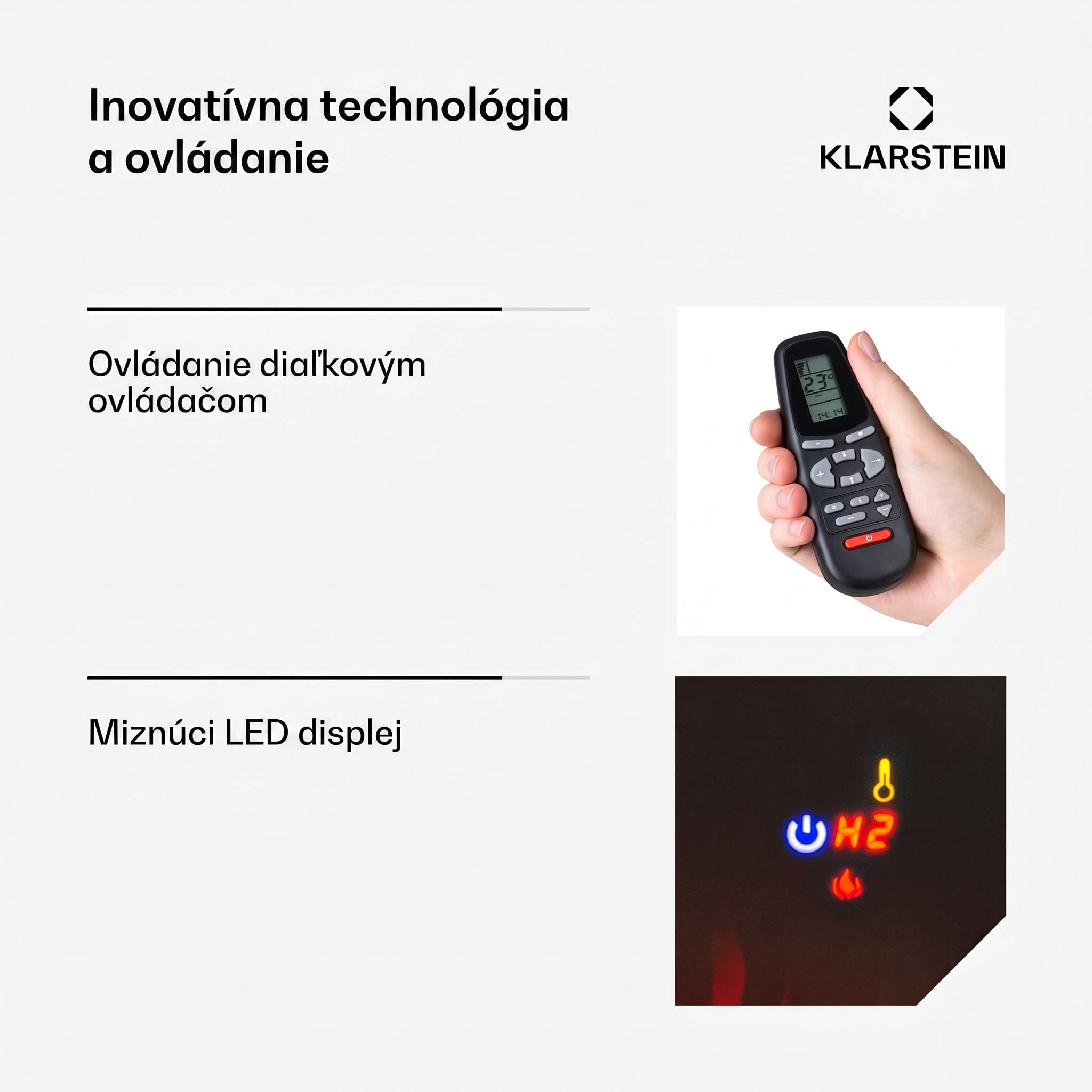 Klarstein Galeras elektrický nástenný a zabudovateľný krb 1800 W LED 3 farby časovač – Obrázok 4