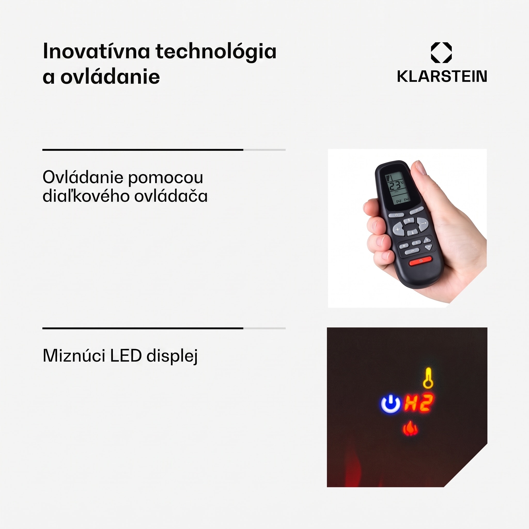 Klarstein Galeras, elektrický nástenný a vstavaný krb, 1800 W, LED, 3 farby, časovač – Obrázok 4