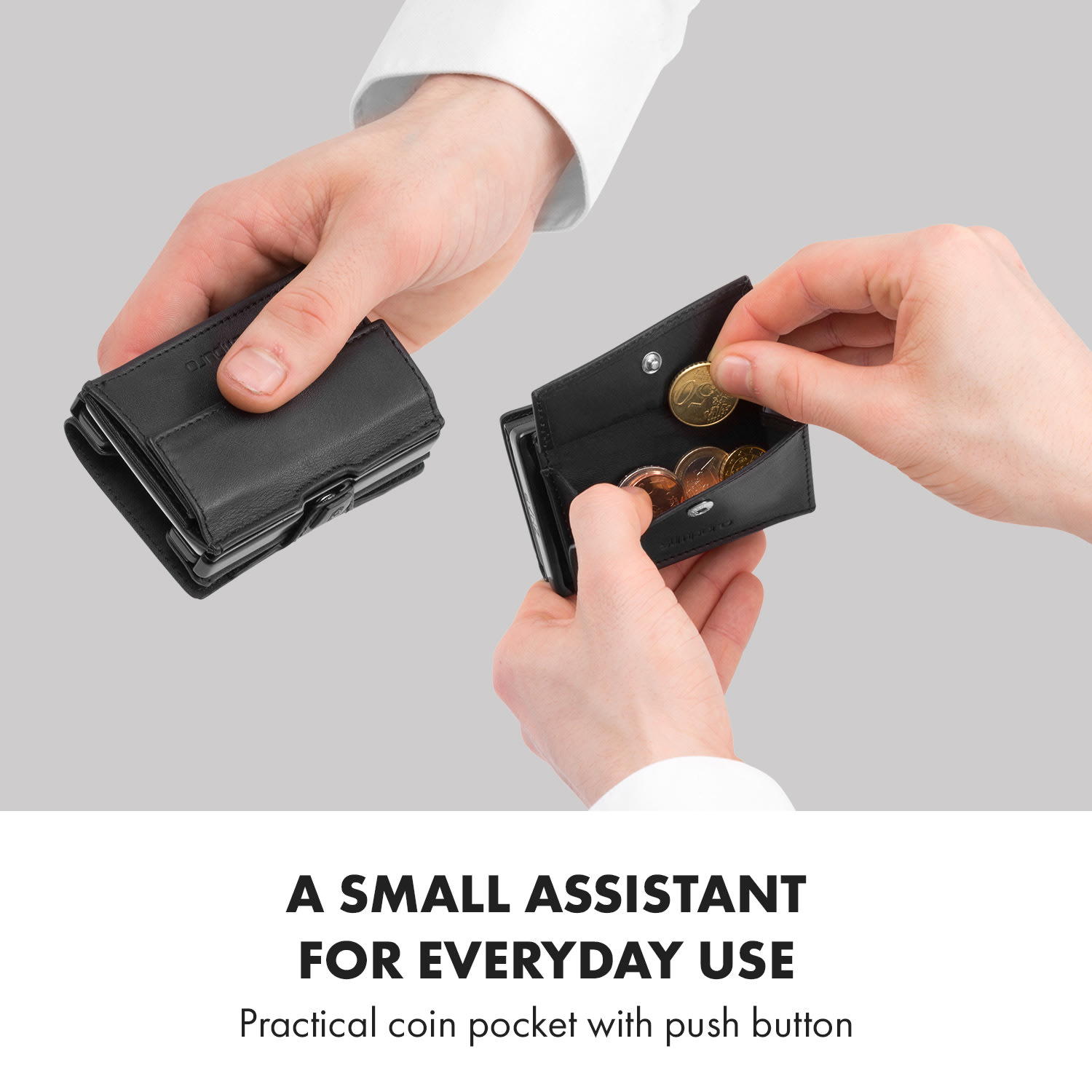 Slimpuro Coin Pocket s ochrannou kartou RFID pre ZNAP Slim Wallets 8 a 12, spínací gombík – Obrázok 2