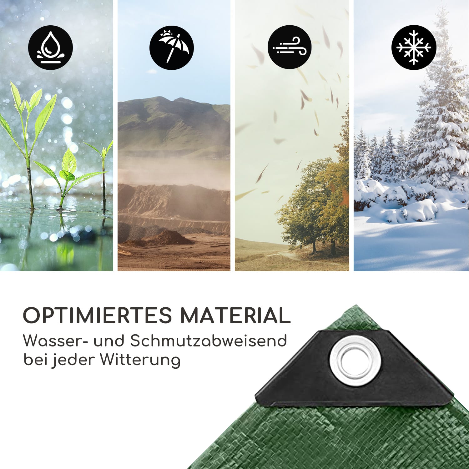 Blumfeldt Aegis, krycia plachta tkaná, univerzálna plachta, plast, zosilnené rohy, lanko – Obrázok 3