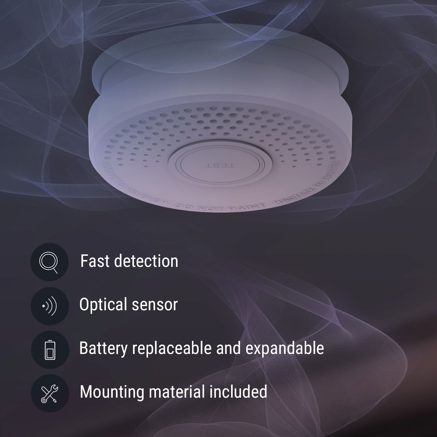 SHD by oneConcept Detektor dymu DOF39, plast, výstražný signál: 85 dB, 9V na batérie – Obrázok 2
