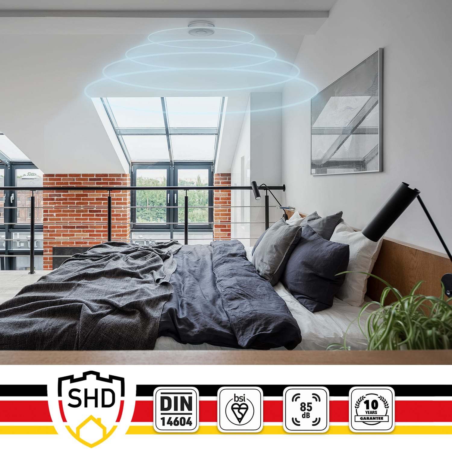 SHD by oneConcept Detektor dymu DOF39, plast, výstražný signál: 85 dB, 9V na batérie – Obrázok 4