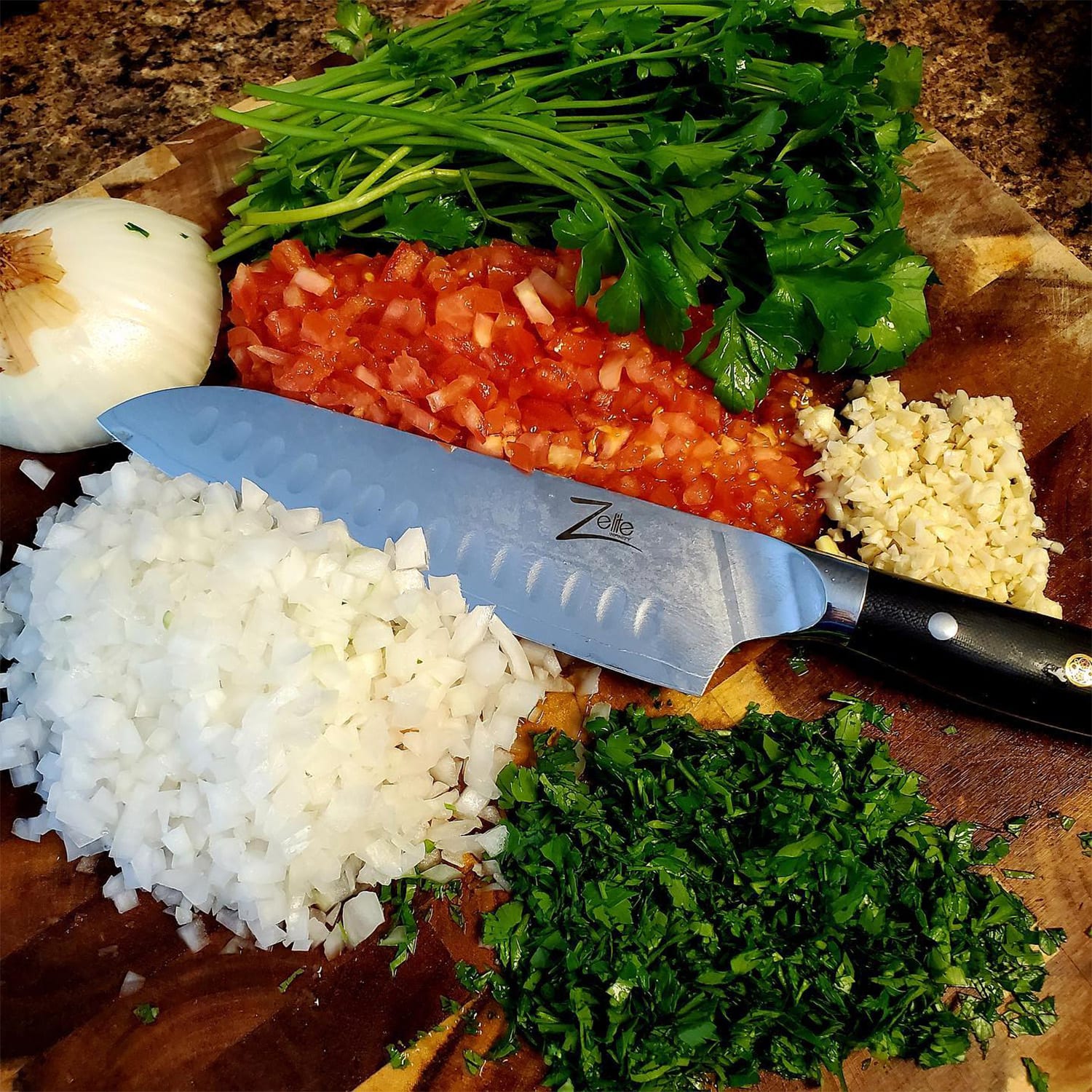 Zelite Infinity by Klarstein Alpha-Royal Japanese Series, 7" nôž santoku, damašková oceľ – Obrázok 2