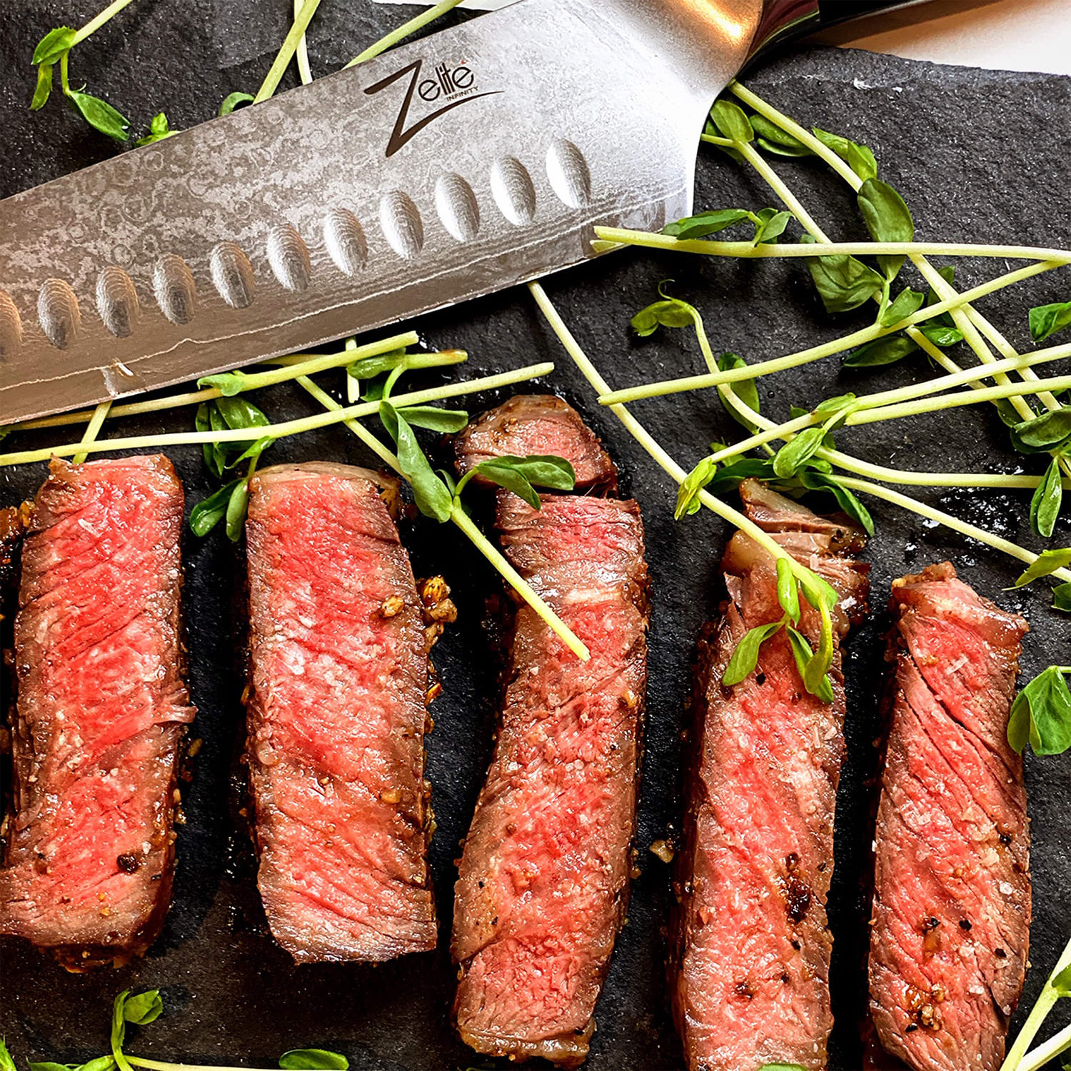 Zelite Infinity by Klarstein Alpha-Royal Japanese Series, 7" nôž santoku, damašková oceľ – Obrázok 4