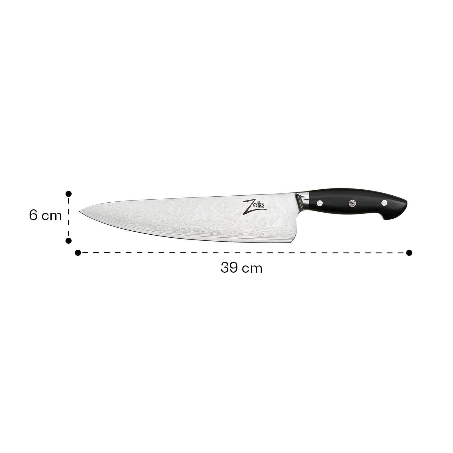 Zelite Infinity by Klarstein Executive-Plus, 10" kuchársky nôž, 61 HRC, damašková oceľ – Obrázok 4