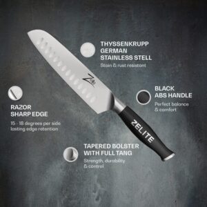 Zelite Infinity by Klarstein Comfort Pro, 7" nôž santoku, 56 HRC, nehrdzavejúca oceľ