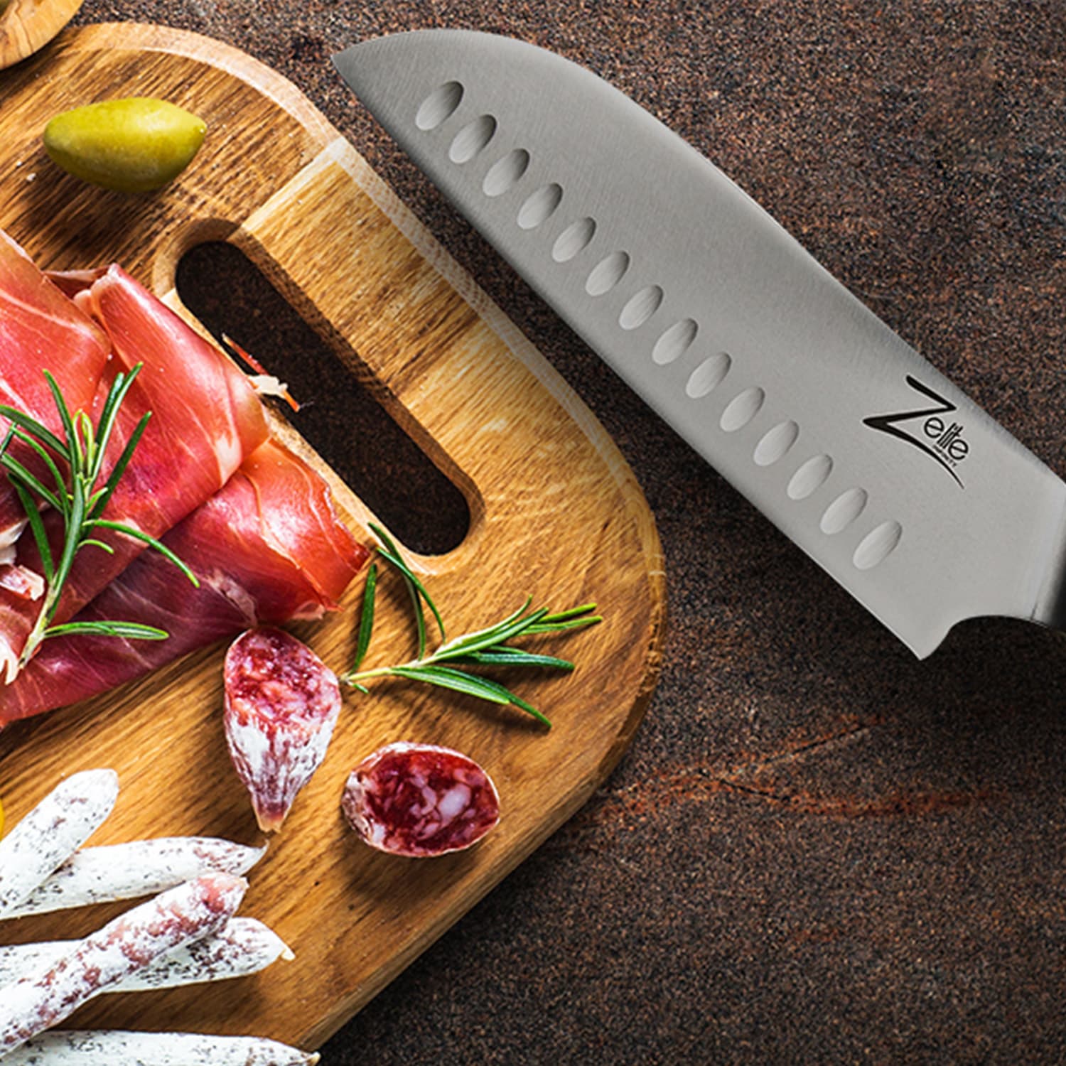 Zelite Infinity by Klarstein Razor-Edge, 7" nôž santoku, 59 HRC, nehrdzavejúce oceľ – Obrázok 2