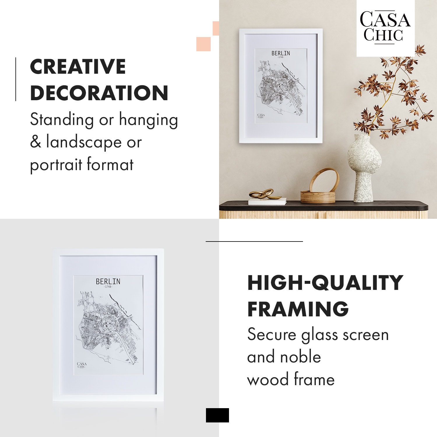 Casa Chic Everton, rám na obrázky, obdĺžnikový, DIN A3 fotky 41 x 28,7 cm, pasparta, akrylové sklo – Obrázok 2