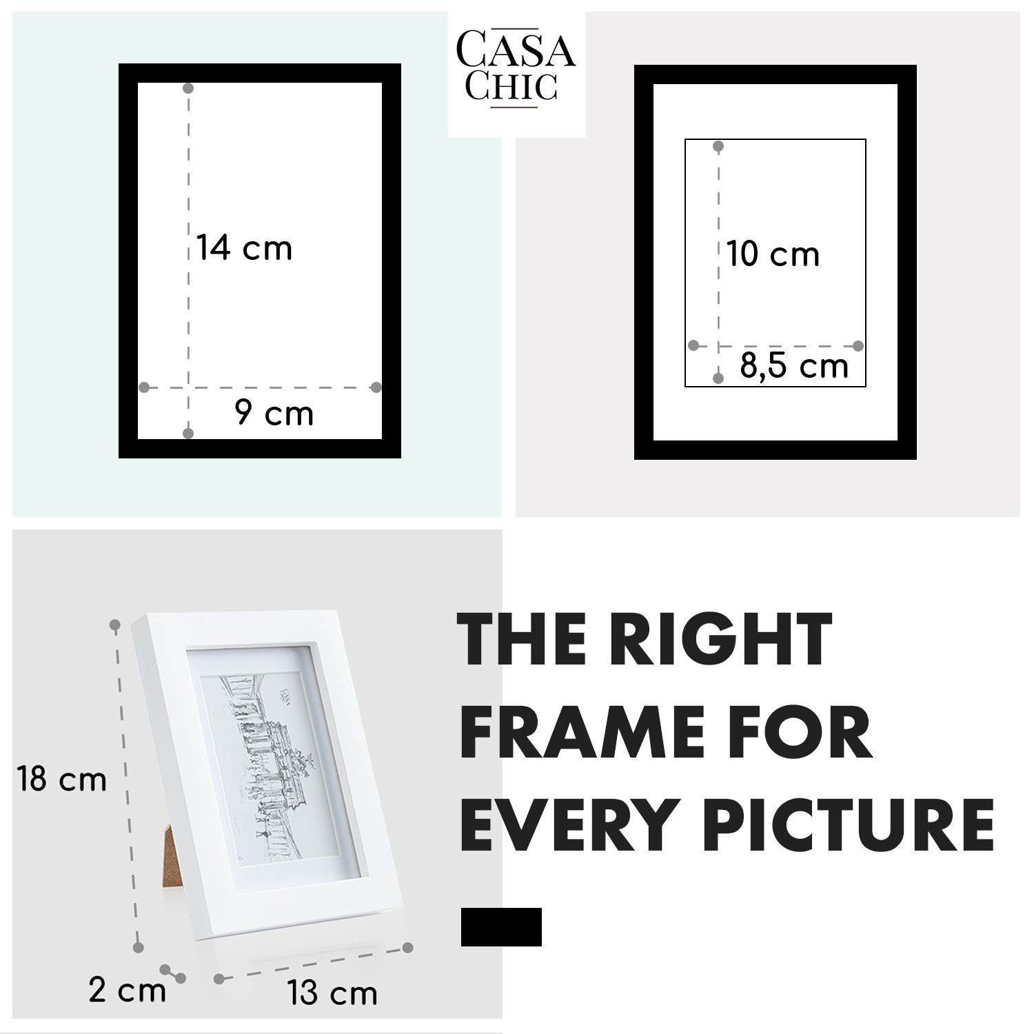 Casa Chic Everton, rám na obrázky, obdĺžnikový, fotky 14 x 9 cm, pasparta, sklo – Obrázok 4