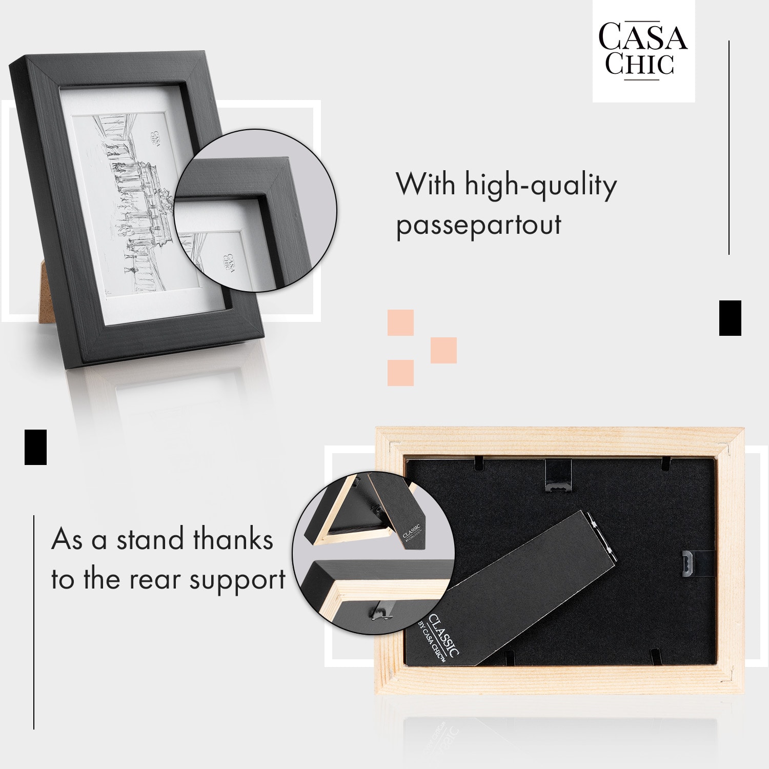 Casa Chic Brighton rám obrazu sklenená tabuľa 10 x 15 cm s paspartou z pravého dreva – Obrázok 3