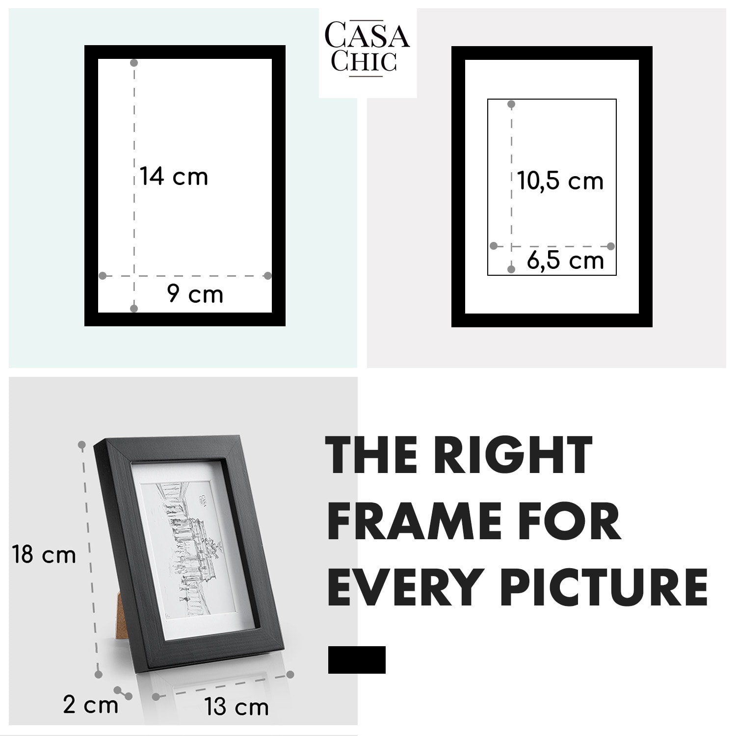 Casa Chic Brighton rám obrazu sklenená tabuľa 10 x 15 cm s paspartou z pravého dreva – Obrázok 4