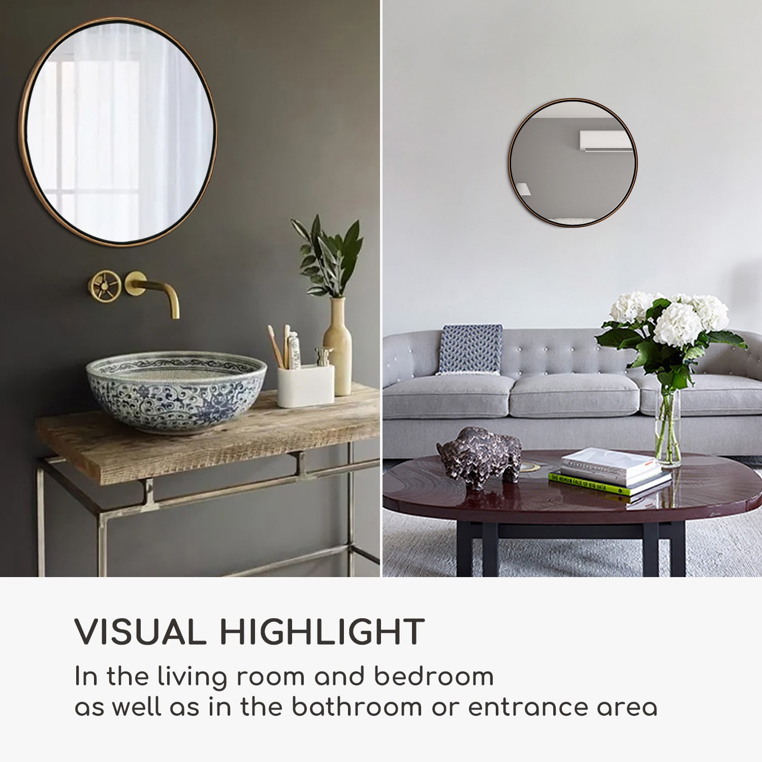 Casa Chic Fournier Nástenné zrkadlo s kovovým rámom okrúhle 58.8 x 58.8 cm – Obrázok 2