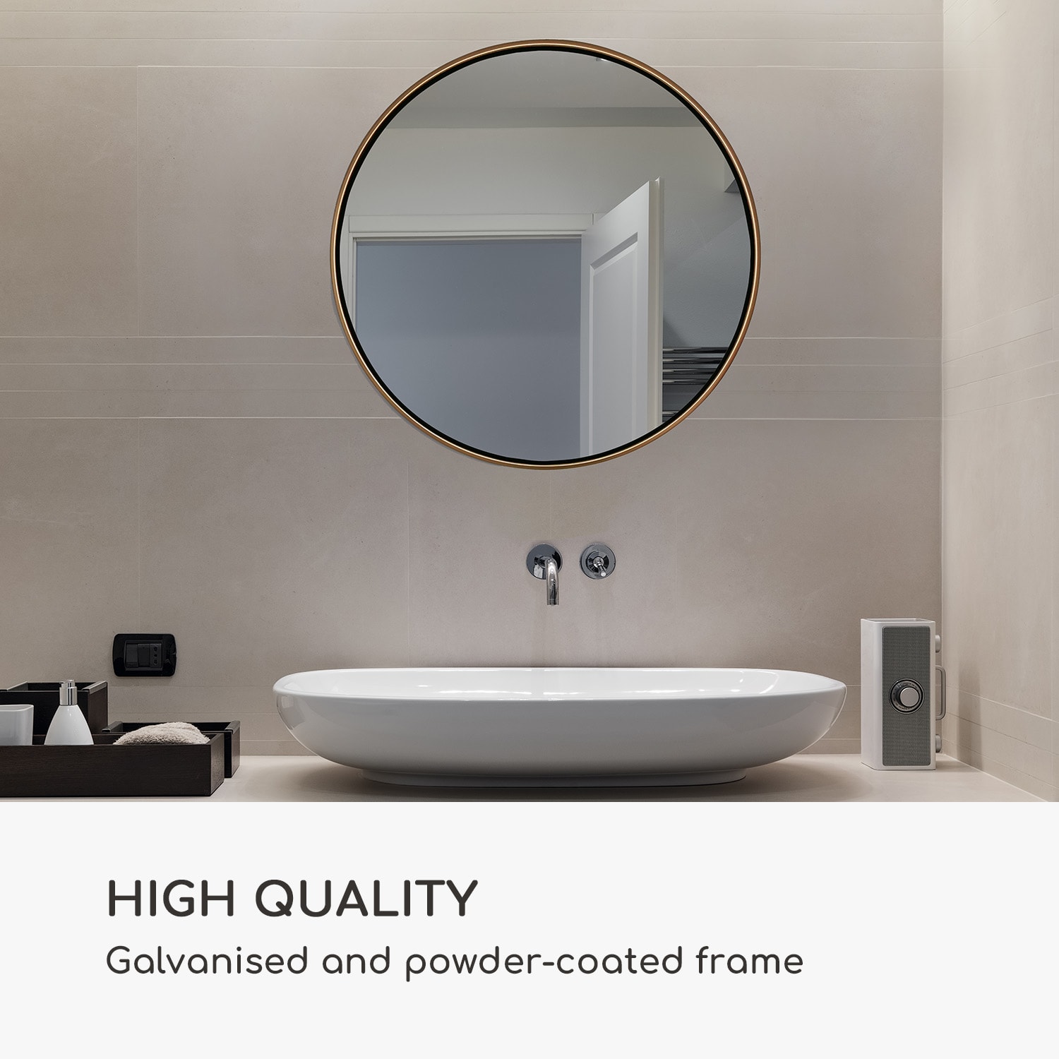 Casa Chic Fournier Nástenné zrkadlo s kovovým rámom okrúhle 58.8 x 58.8 cm – Obrázok 3