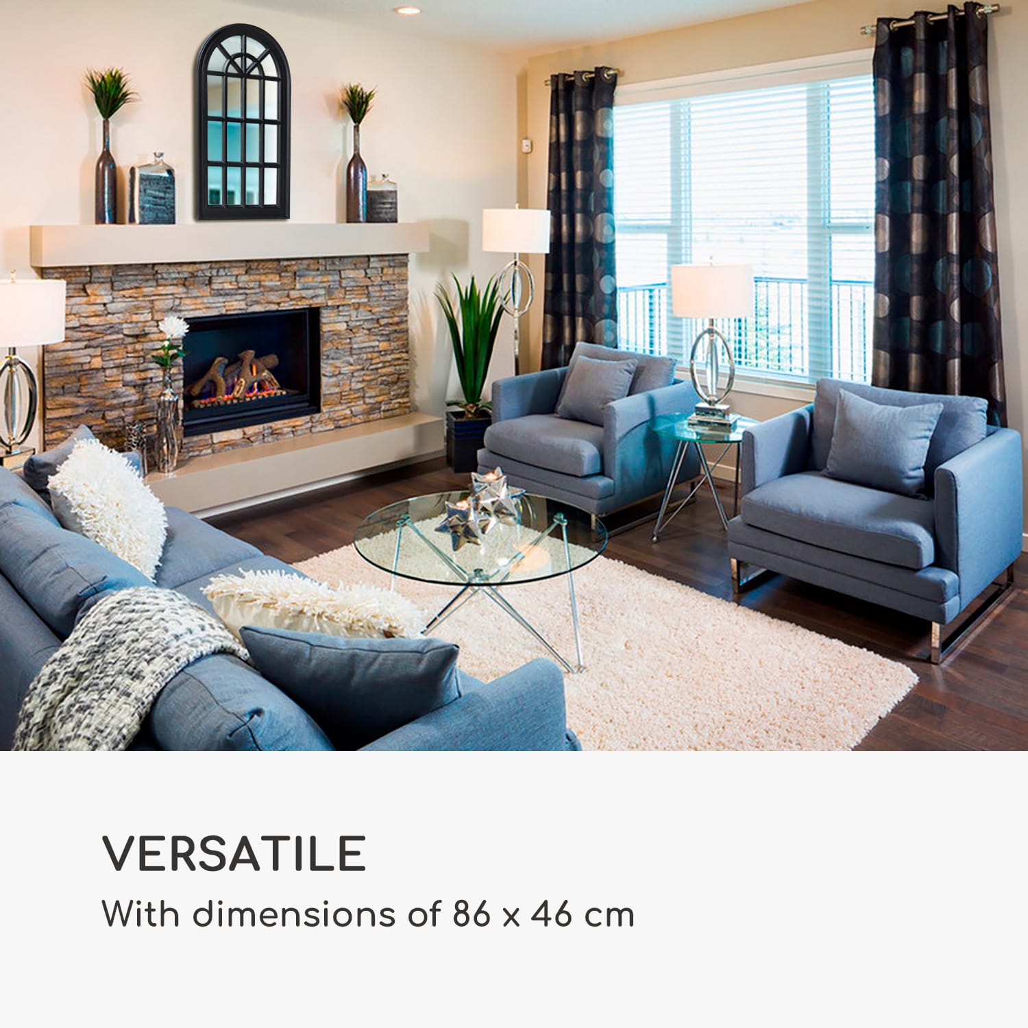 Casa Chic Savile Francúzske okenné zrkadlo Drevený rám 86 x 46 cm – Obrázok 2
