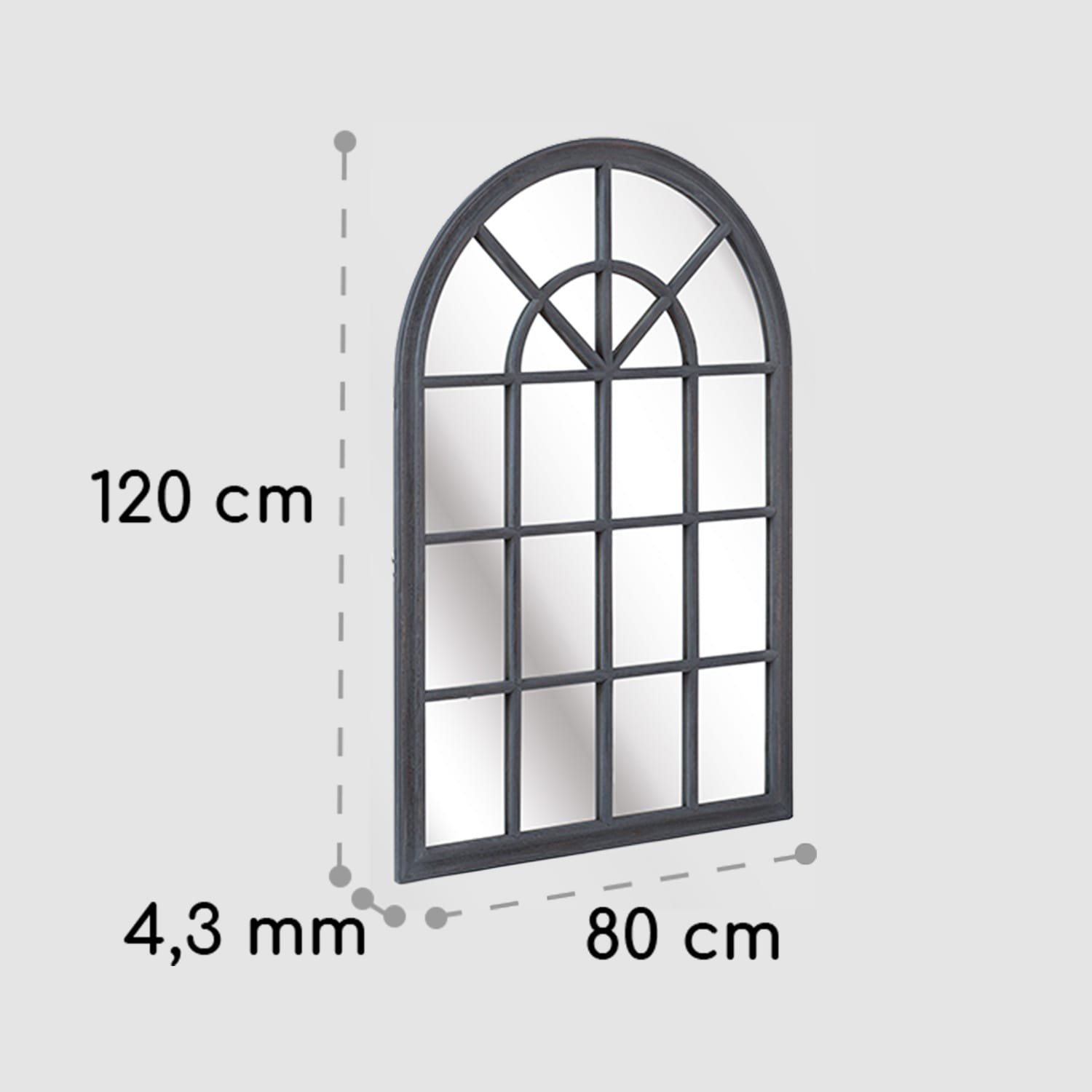 Casa Chic Savile, francúzske zrkadlo vo vzhľade okna, drevený rám, 120 x 80 cm – Obrázok 4