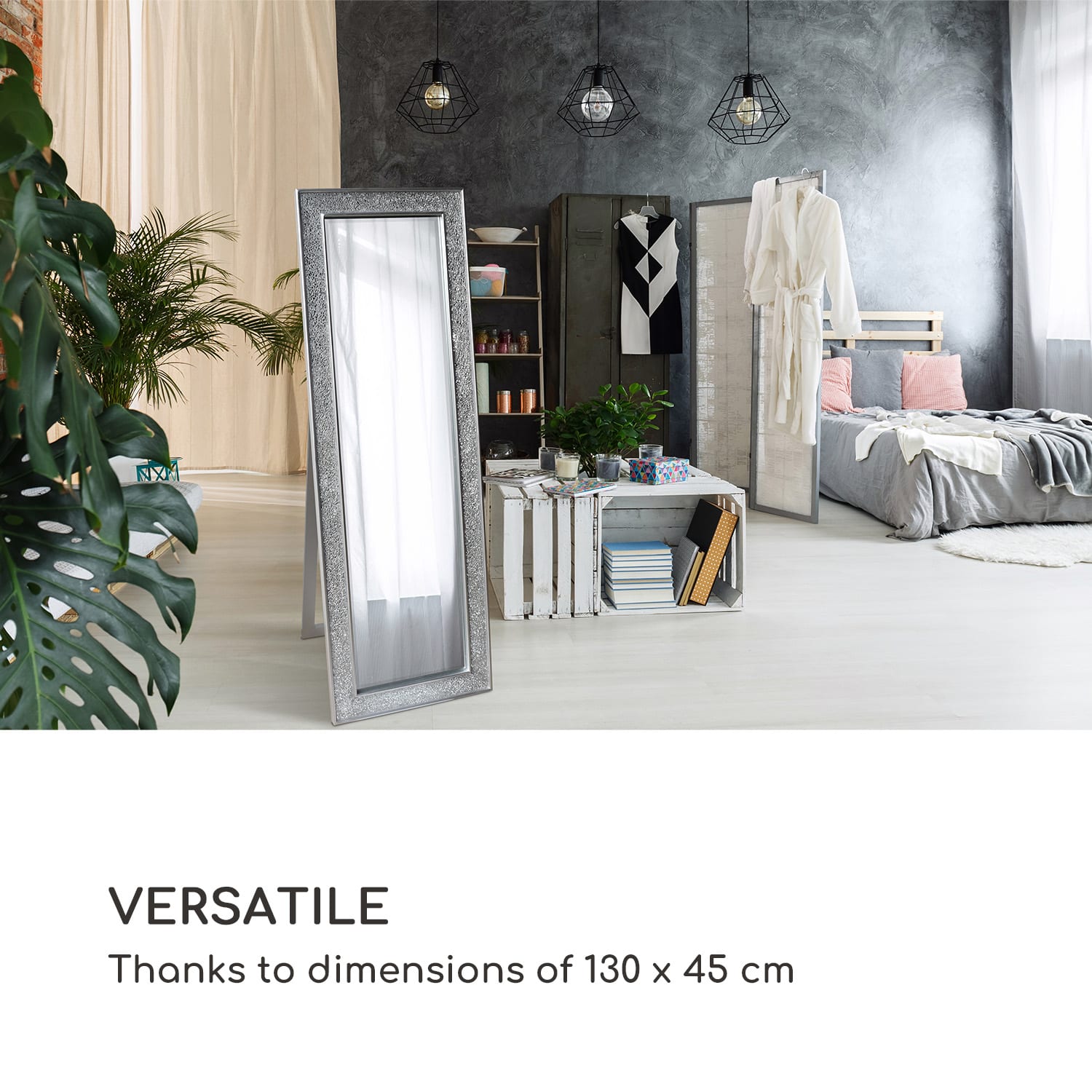 Casa Chic Norwich Zrkadlo Obdĺžnikový drevený rám 130 x 45 cm Mozaikový dizajn – Obrázok 3