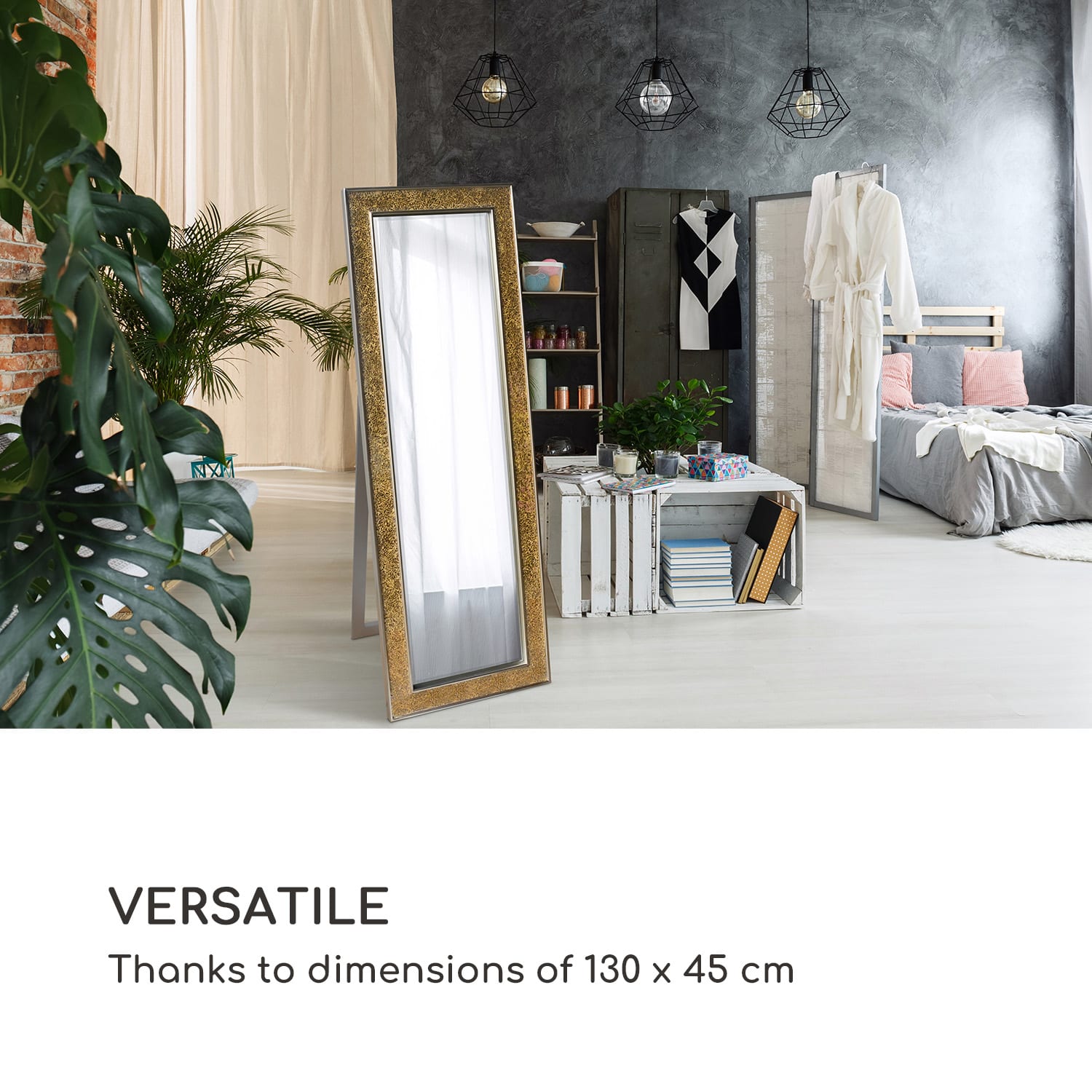 Casa Chic Norwich Zrkadlo Obdĺžnikový drevený rám 130 x 45 cm Mozaikový dizajn – Obrázok 3