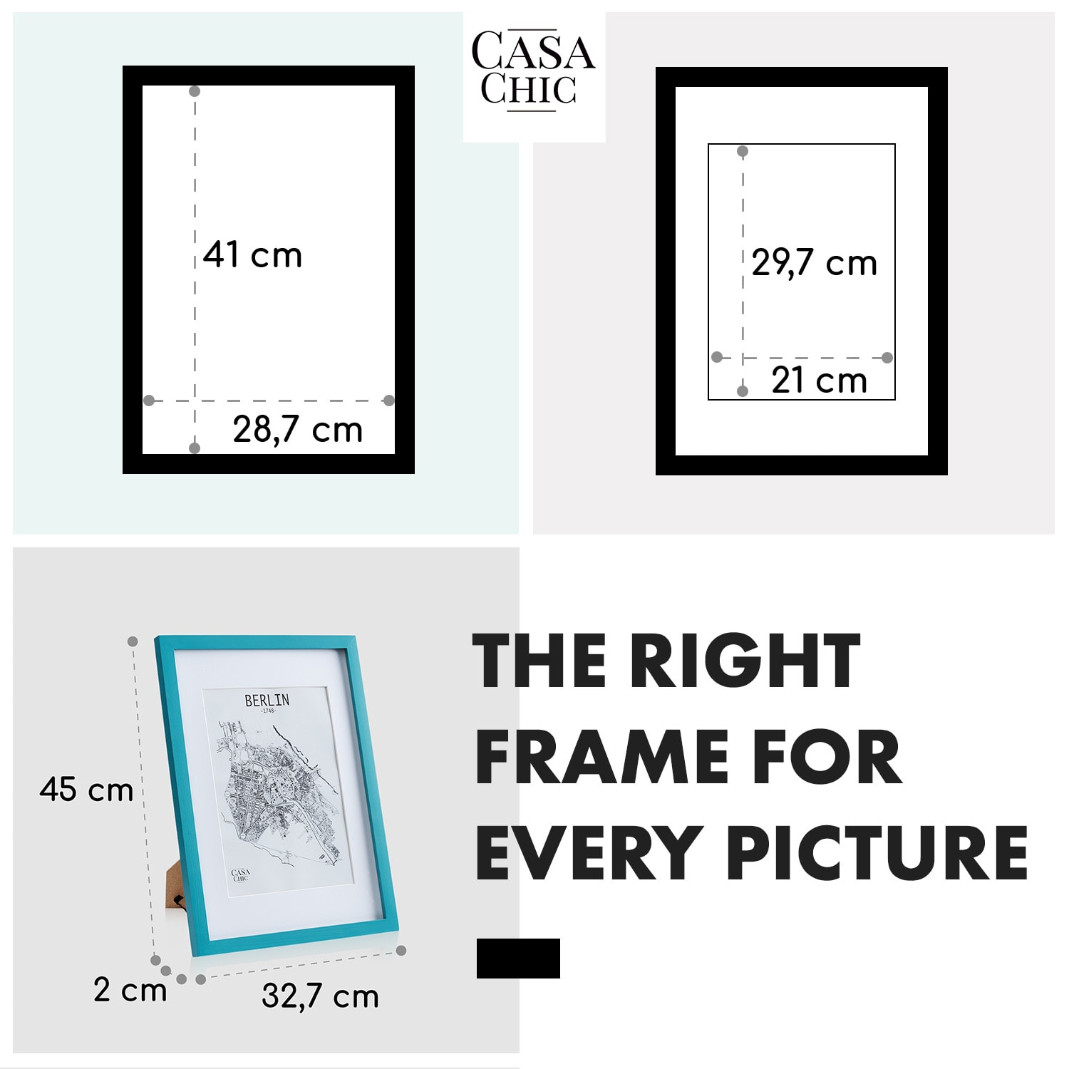 Casa Chic Finsbury, rám na obrázky, obdĺžnikový, fotky DIN A3, pasparta, plexisklo – Obrázok 4