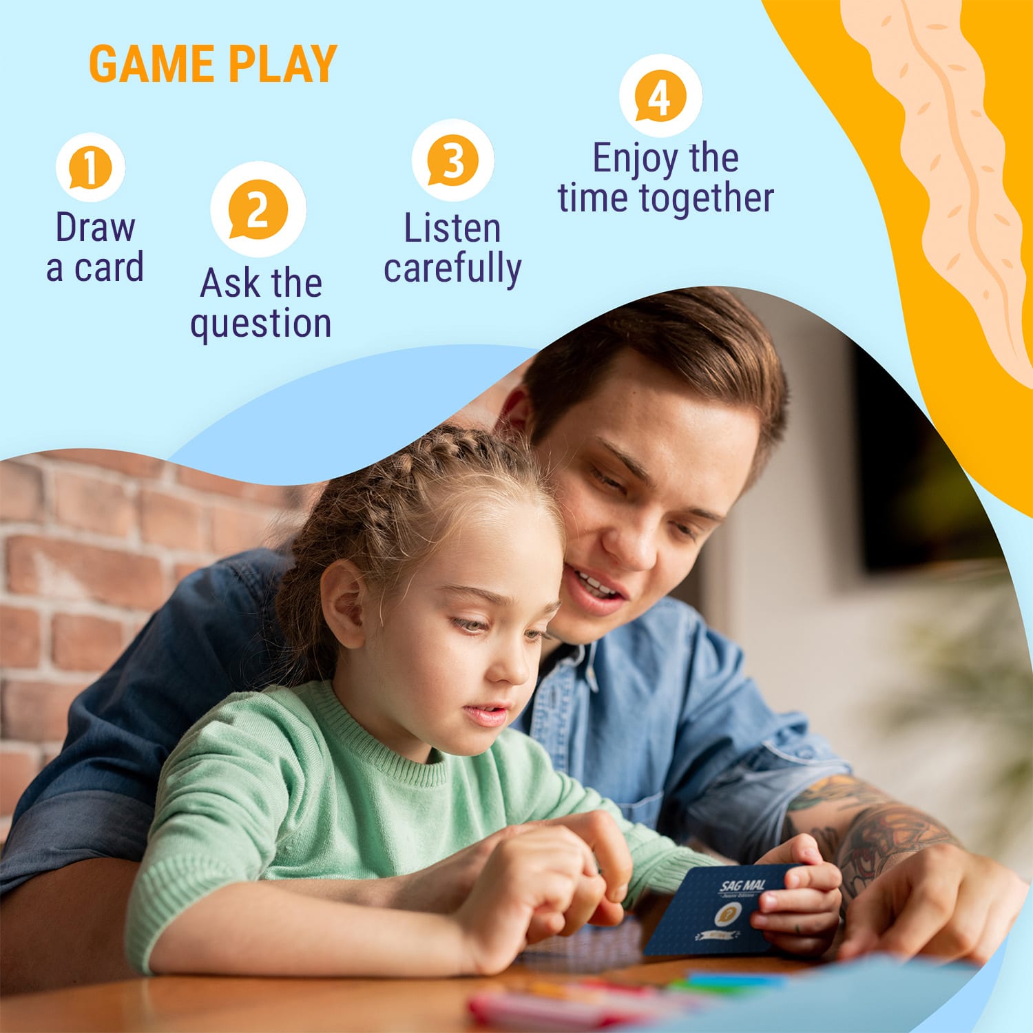 Spielehelden Sag mal...Papa - Junior Edition spoznávacia hra 100+ otázok Počet hráčov: 2+ Vek: od 8 rokov – Obrázok 2