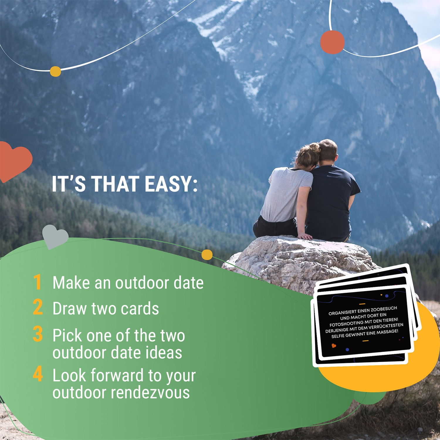 Spielehelden Outdoor Dates Kartová hra pre páry 55 nápadov na milostné rande Svadobný darček – Obrázok 2