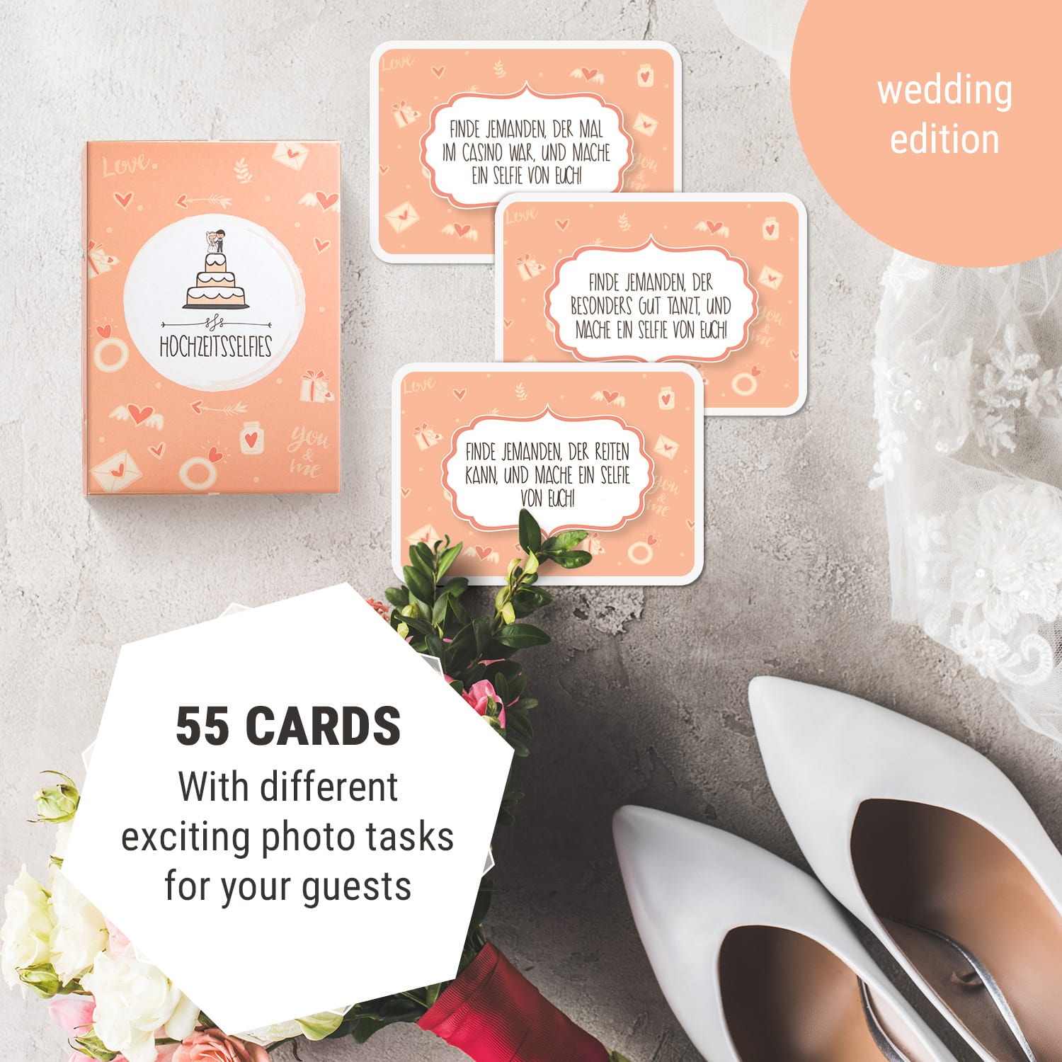 Spielehelden Wedding Selfies Svadobná hra 55 fotografických úloh vreckový formát – Obrázok 2