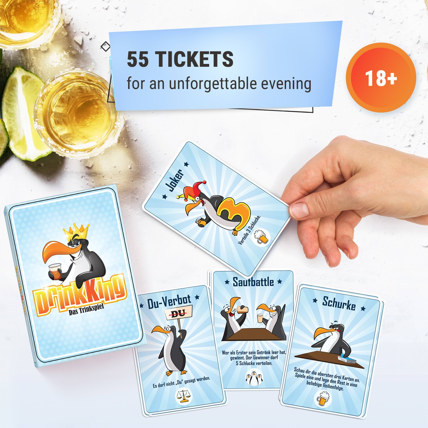 Spielehelden DrinkKing Alkoholická hra 55 kariet Hráči: 2-8 Vek: 18+ – Obrázok 2