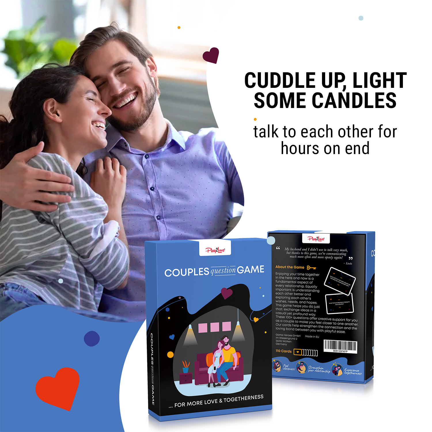 Spielehelden Couple Question Card Game - pre viac lásky a spolupatričnosti Kartová hra v anglickom jazyku