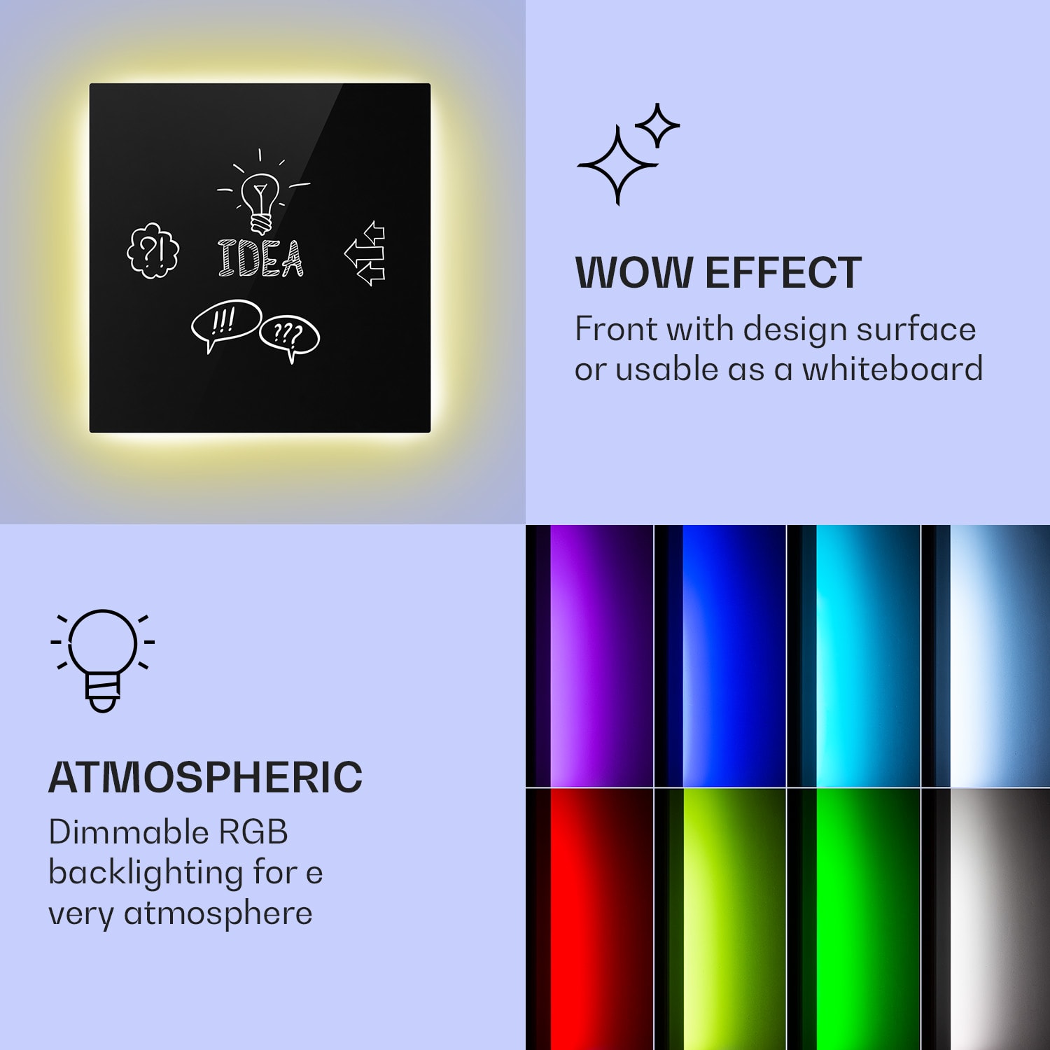 Klarstein Mojave 500 smart, infračervený ohrievač 2 v 1, konvektor, 60 x 60 cm, 500 W, RGB osvetlenie – Obrázok 2