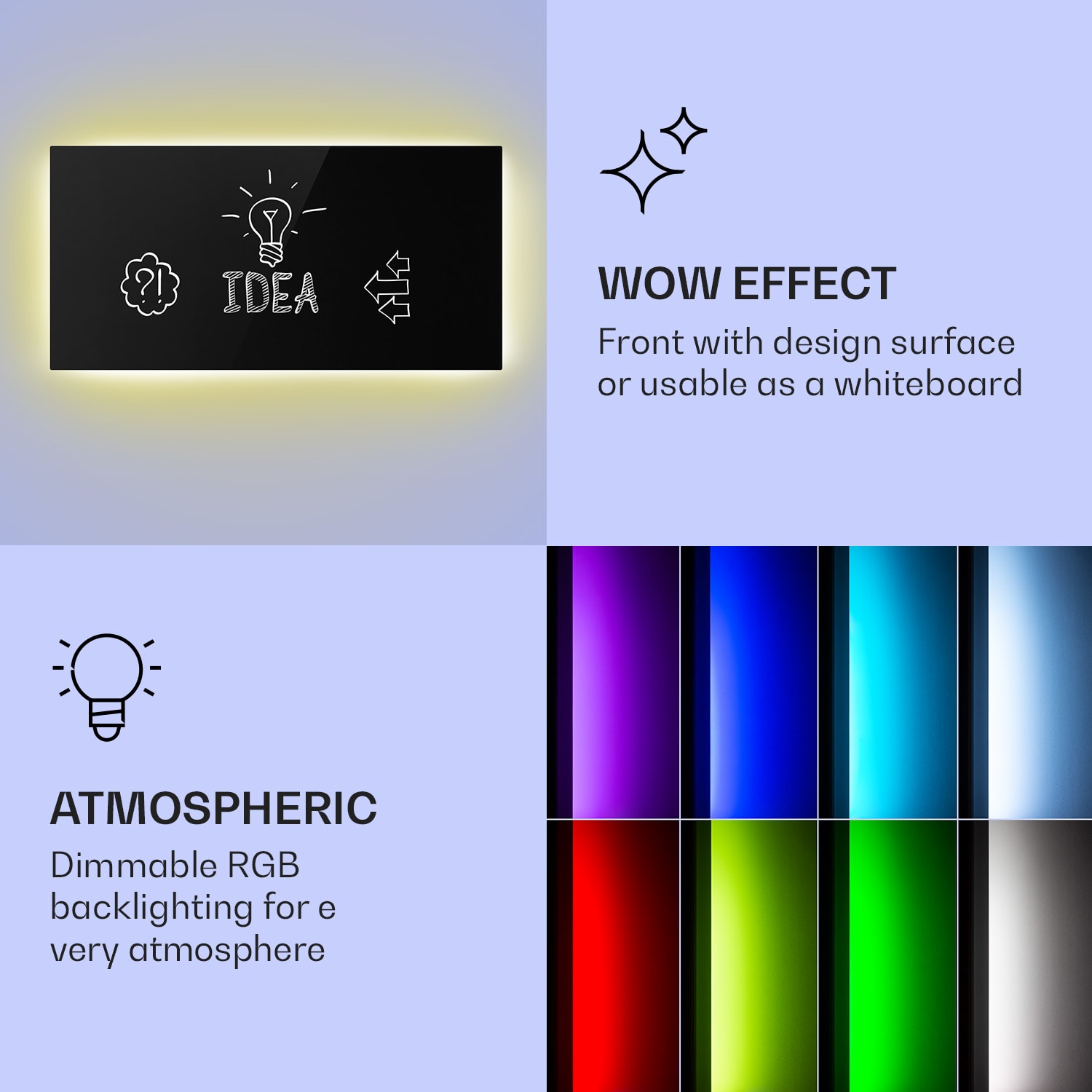 Klarstein Mojave 1000 smart, infračervený ohrievač 2 v 1, konvektor, 120 x 60 cm, 1000 W, RGB osvetlenie – Obrázok 2