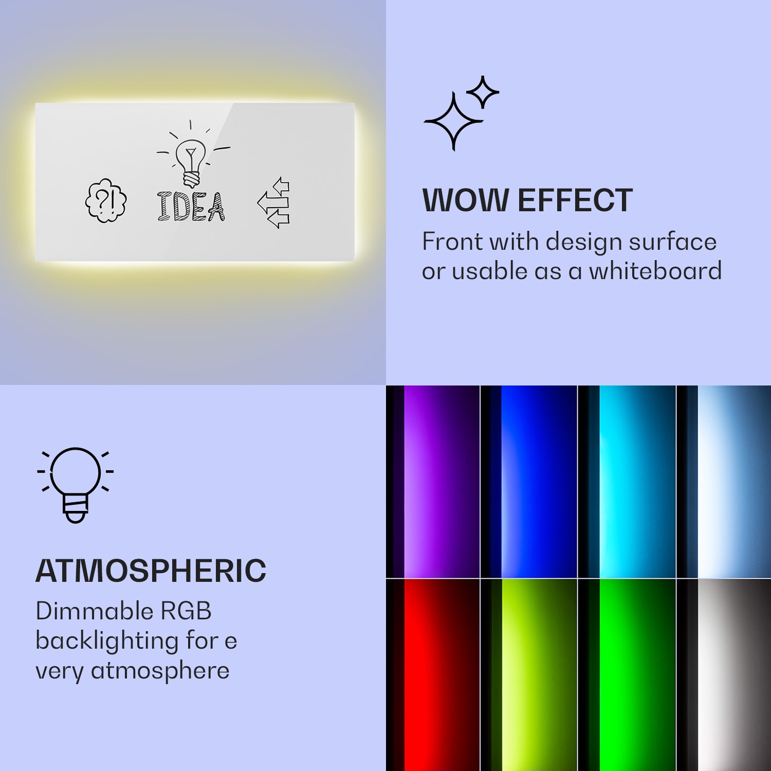 Klarstein Mojave 1000 smart, infračervený ohrievač 2 v 1, konvektor, 120 x 60 cm, 1000 W, RGB osvetlenie – Obrázok 2