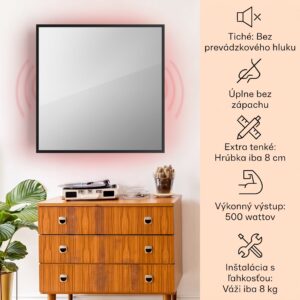 Klarstein La Palma 500 smart, infračervený ohrievač 2 v 1, 60 x 60 cm, 500 W, zrkadlová predná časť