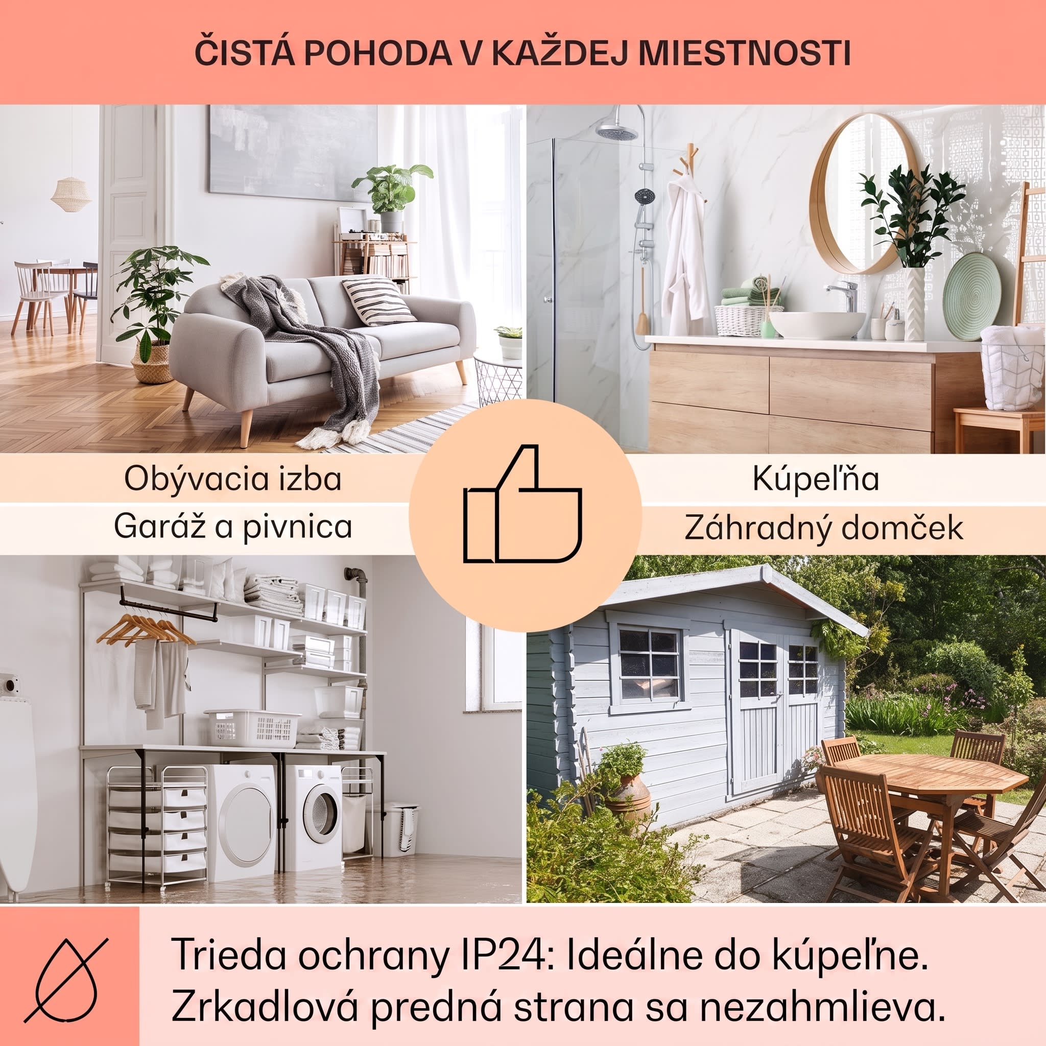 Klarstein La Palma 500 smart, infračervený ohrievač 2 v 1, 60 x 60 cm, 500 W, zrkadlová predná časť – Obrázok 4