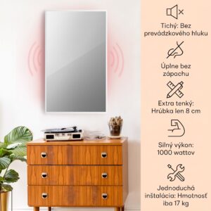 Klarstein La Palma 1000 smart, infračervený ohrievač 2 v 1, 120 x 60 cm, 1000 W, zrkadlová predná časť