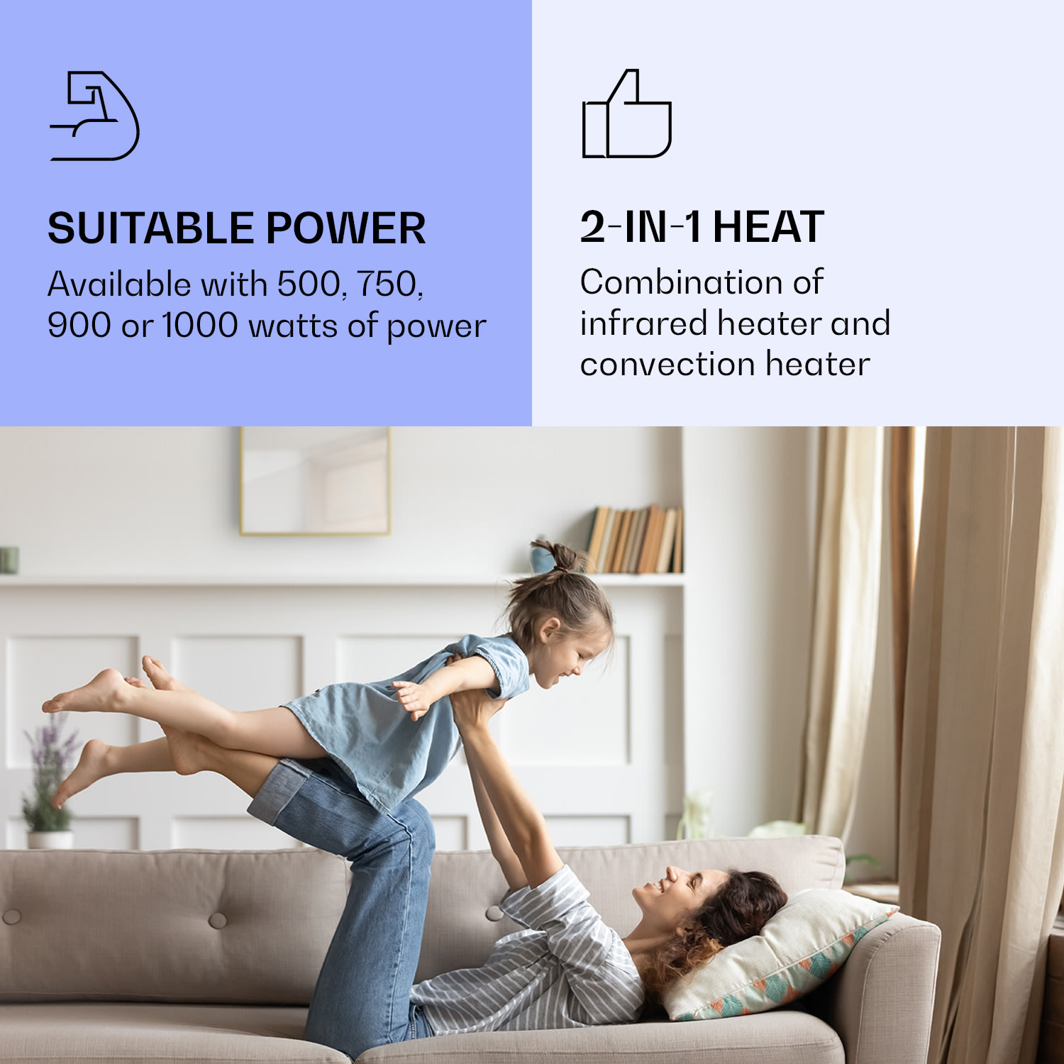 Klarstein La Palma 1000 smart, infračervený ohrievač 2 v 1, 120 x 60 cm, 1000 W, zrkadlová predná časť – Obrázok 3