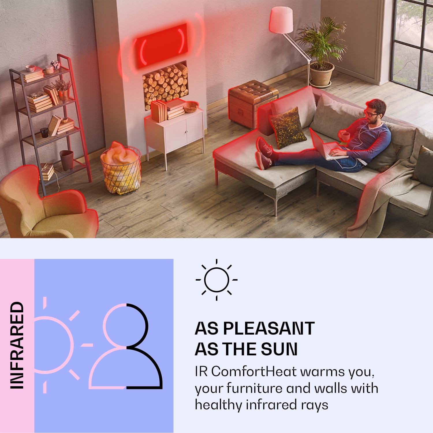 Klarstein La Palma 1000 smart, infračervený ohrievač 2 v 1, 120 x 60 cm, 1000 W, zrkadlová predná časť – Obrázok 4