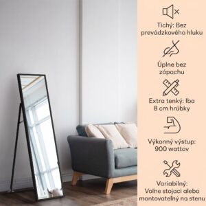 Klarstein La Palma 900 smart, infračervený ohrievač, 40 x 160 cm, 900 W, zrkadlový stojan