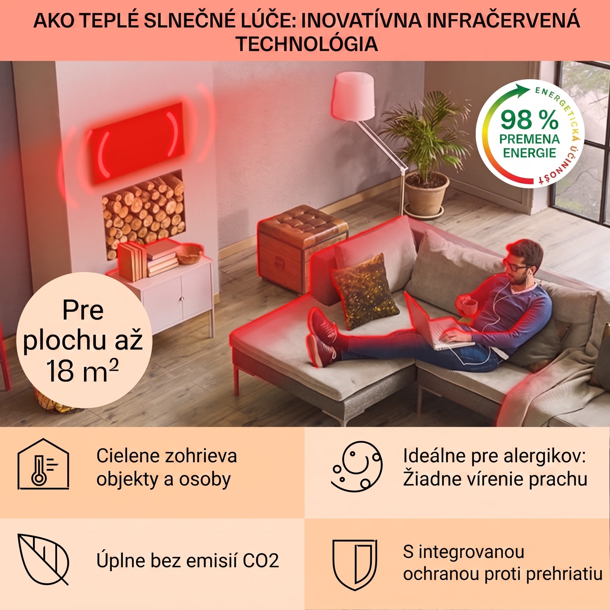 Klarstein La Palma 900 smart, infračervený ohrievač, 40 x 160 cm, 900 W, zrkadlový stojan – Obrázok 3