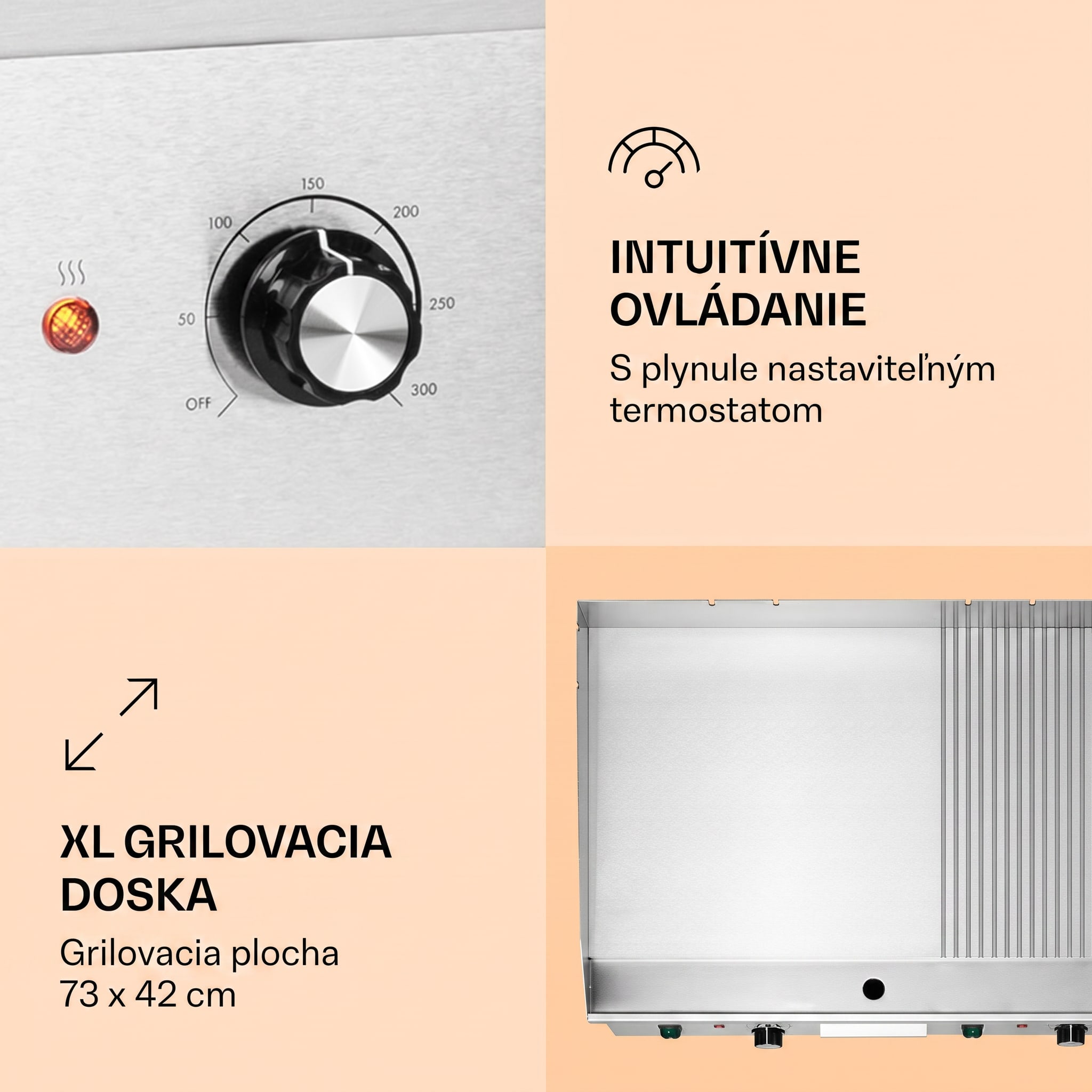 Klarstein Grillmeile 4400, elektrický gril, 2 x 2200 W, grilovacia platňa z nehrdzavejúcej ocele – Obrázok 2