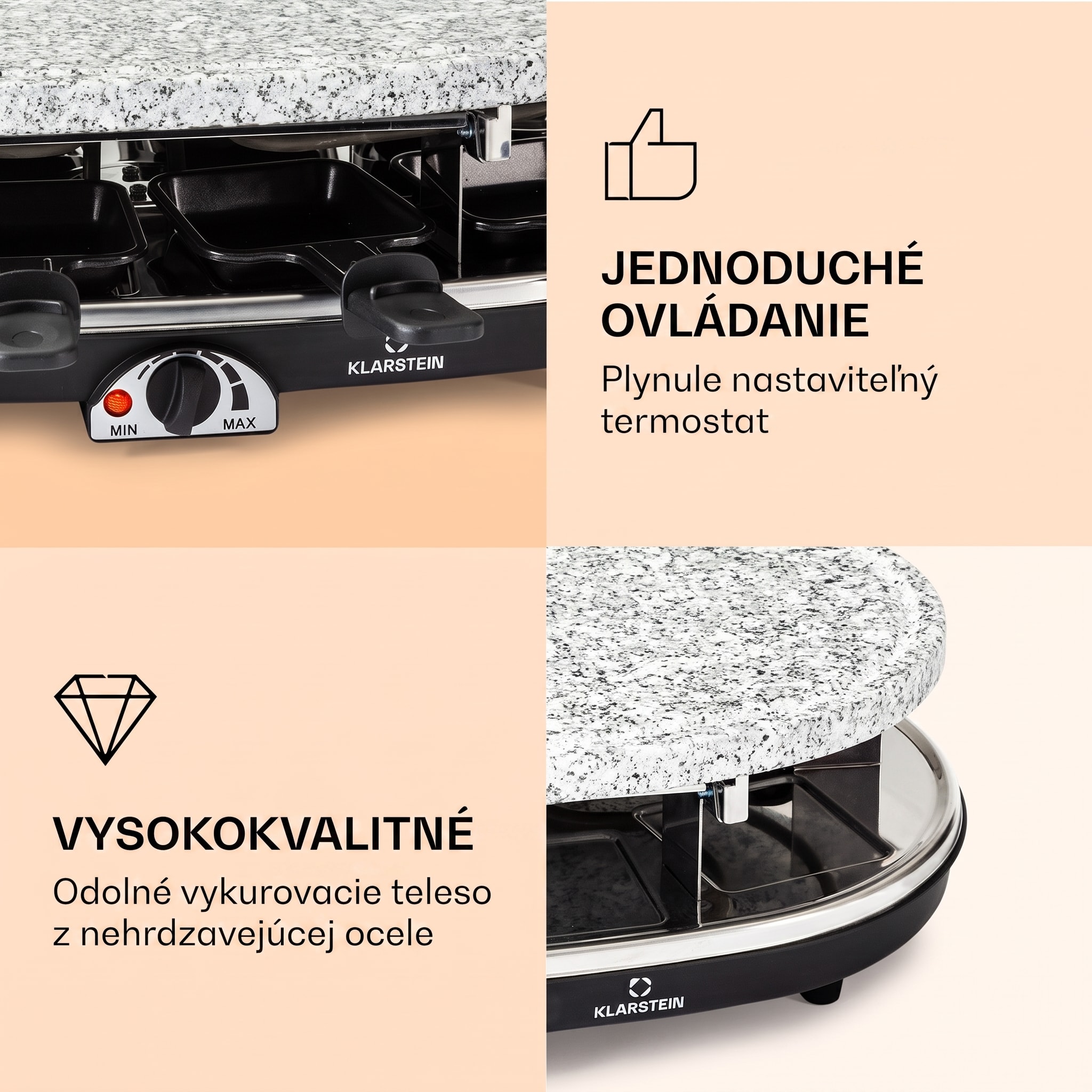 Klarstein All-U-Can Grill, raclette gril 4 v 1, 1500 W, pre 8 osôb, príslušenstvo – Obrázok 3