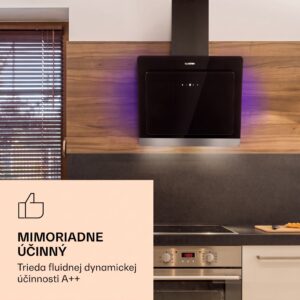 Klarstein Aurora Eco 60, digestor, 60 cm, nástenný, 585 m³/h, A+, dotykové ovládanie, čierny